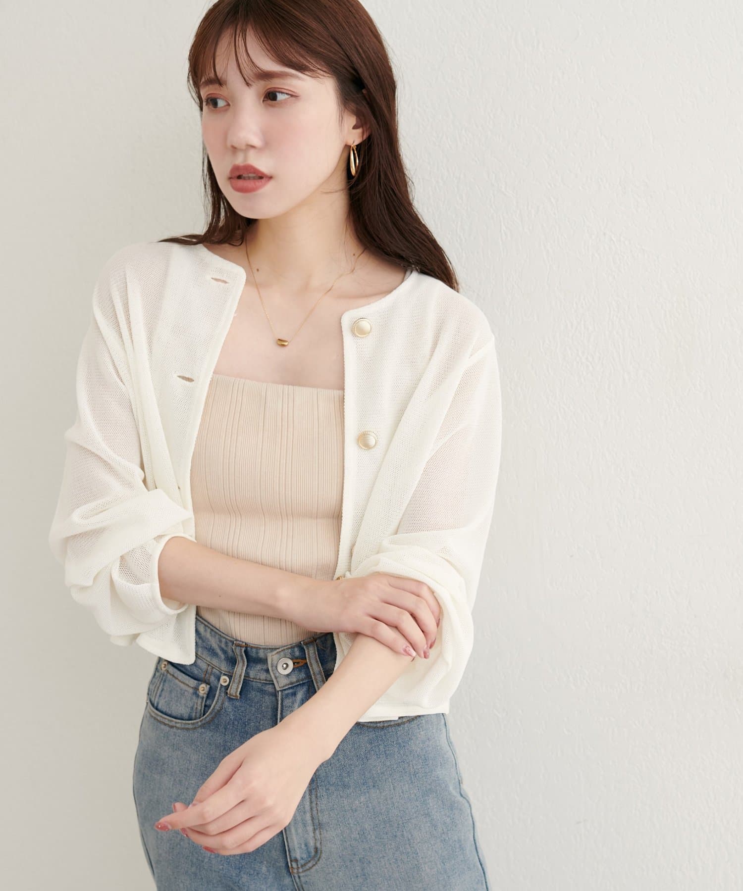 natural couture ラッセルノーカラー羽織ジャケット natural couture/【natural couture】ラッセルノーカラー羽織