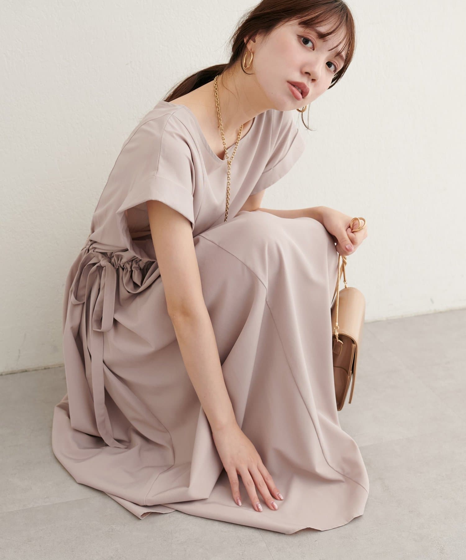 natural couture(ナチュラルクチュール) 【WEB限定】サイドドロストワンピース