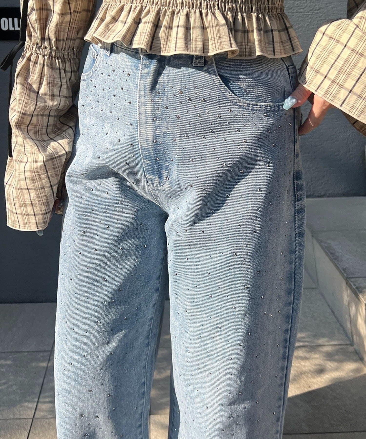 NICE CLAUP / OLIVE des OLIVE OUTLET(ナイスクラップ  / オリーブ デ オリーブ アウトレット) 【RMAF】美シルエットストーン付デニム