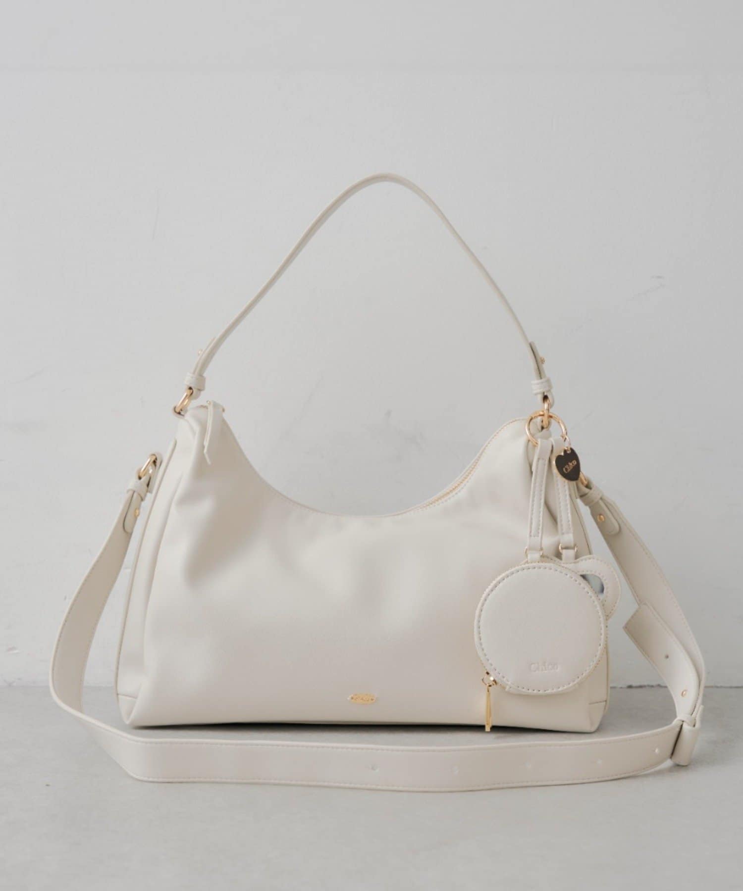 Chico(チコ) ポーチチャーム付きスエードコンビボストンバッグ