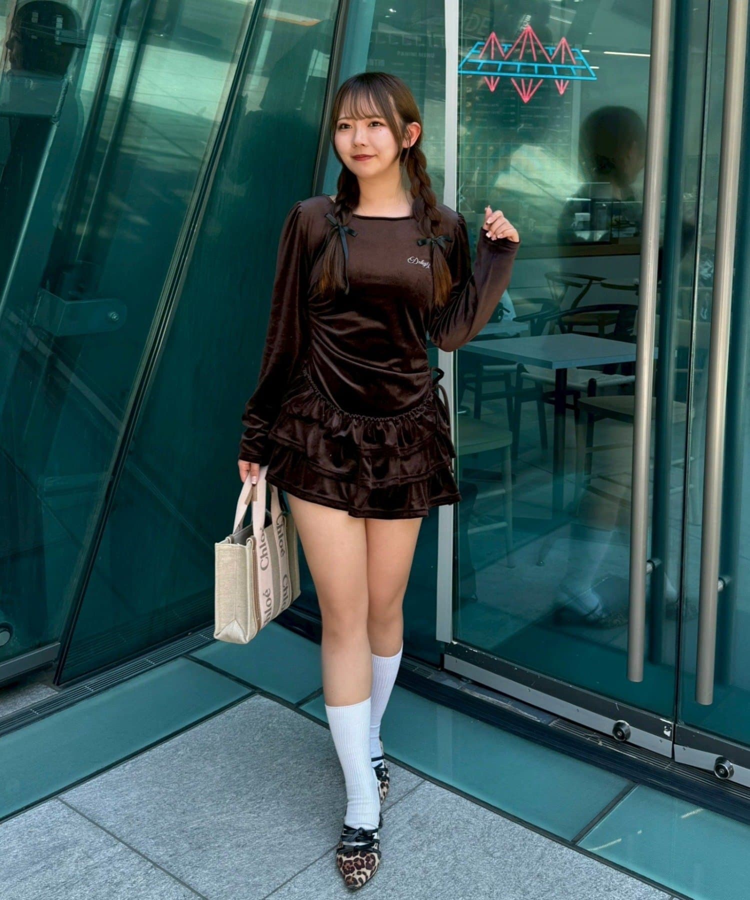 ベロアドレープミニワンピース M me eme RANS】ミニ/ドレス/ワンピース/ベア/タイト/ネイビー/ベロア