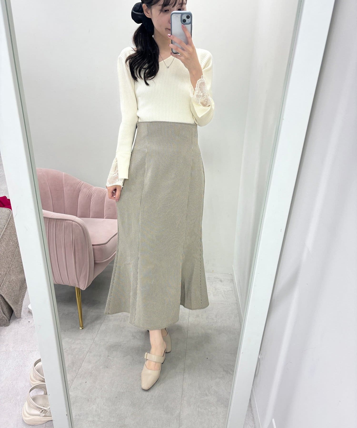 natural couture(ナチュラルクチュール) パルクロ限定 /【mizumami】レースUPウエストマーメイドスカート