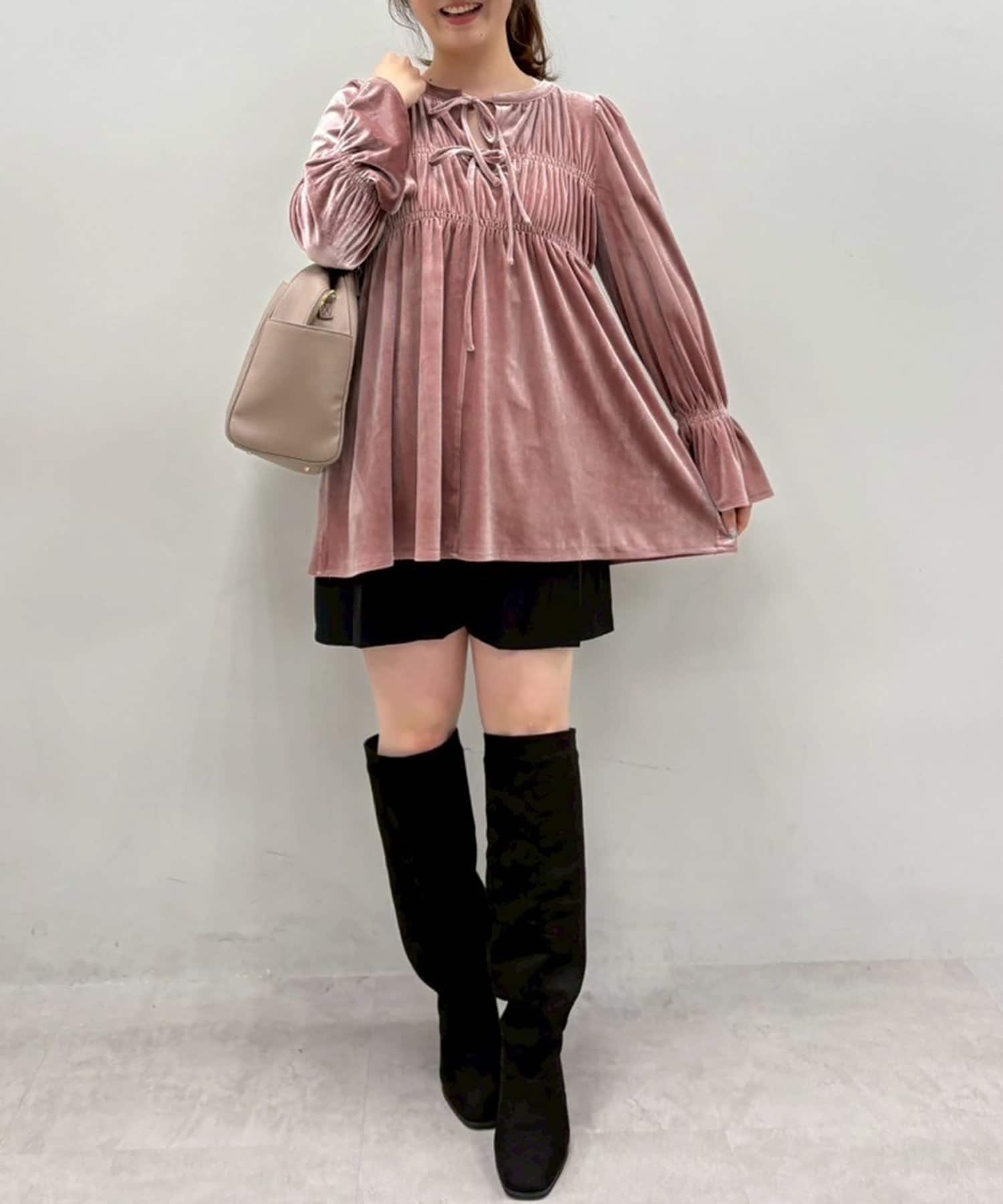 natural couture(ナチュラルクチュール) WEB限定／【canami】2WAYリボンベロアブラウス
