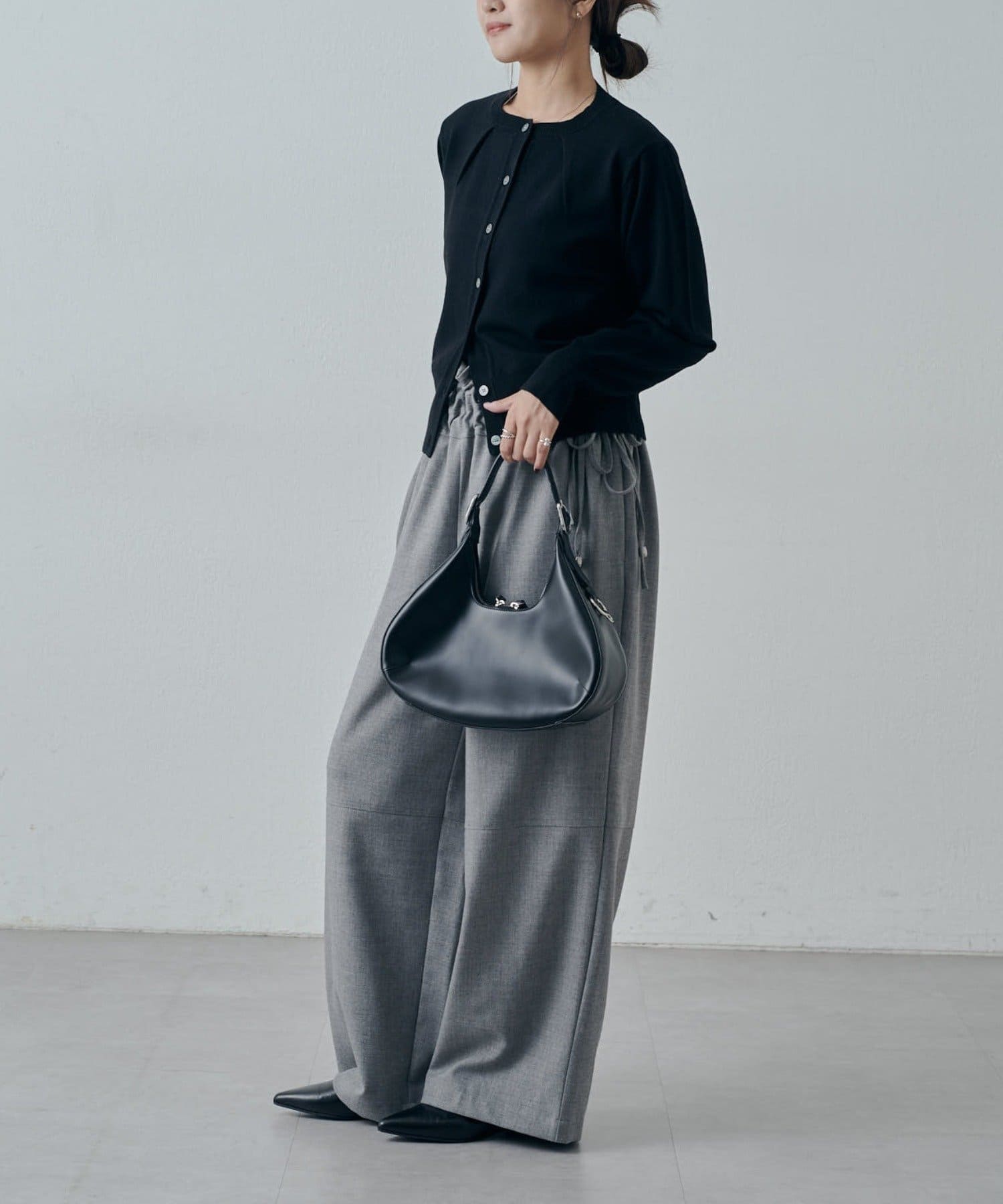 Lui's(ルイス) 襟タックデザインウール混カーディガン