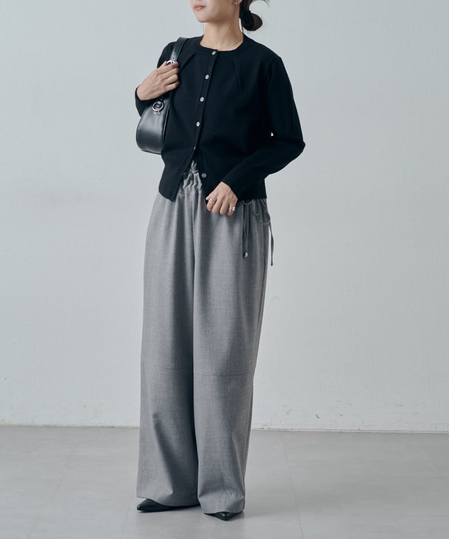 Lui's(ルイス) 襟タックデザインウール混カーディガン