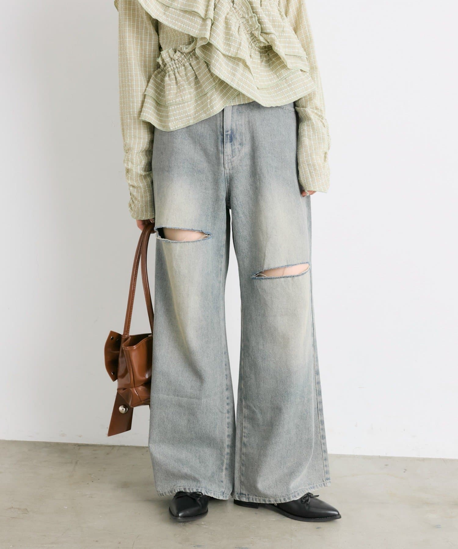 w closet(ダブルクローゼット) 【25AW】ダメージデニムパンツ