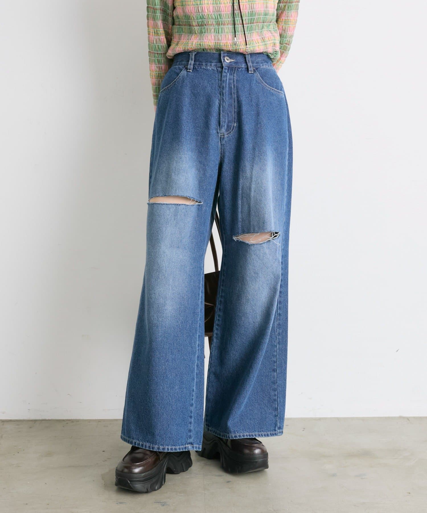 w closet(ダブルクローゼット) 【25AW】ダメージデニムパンツ