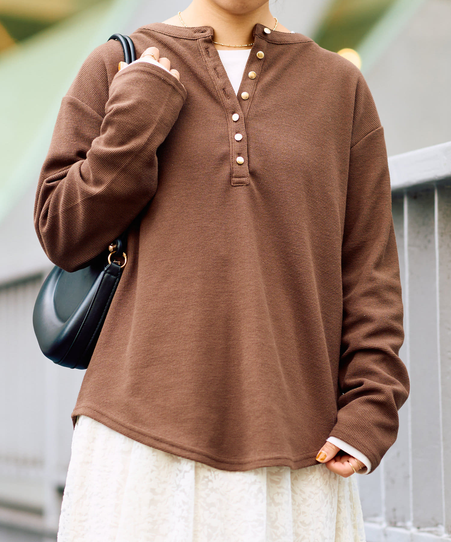 OUTLET(アウトレット) 【un dix cors】ワッフル２WAYプルオーバー