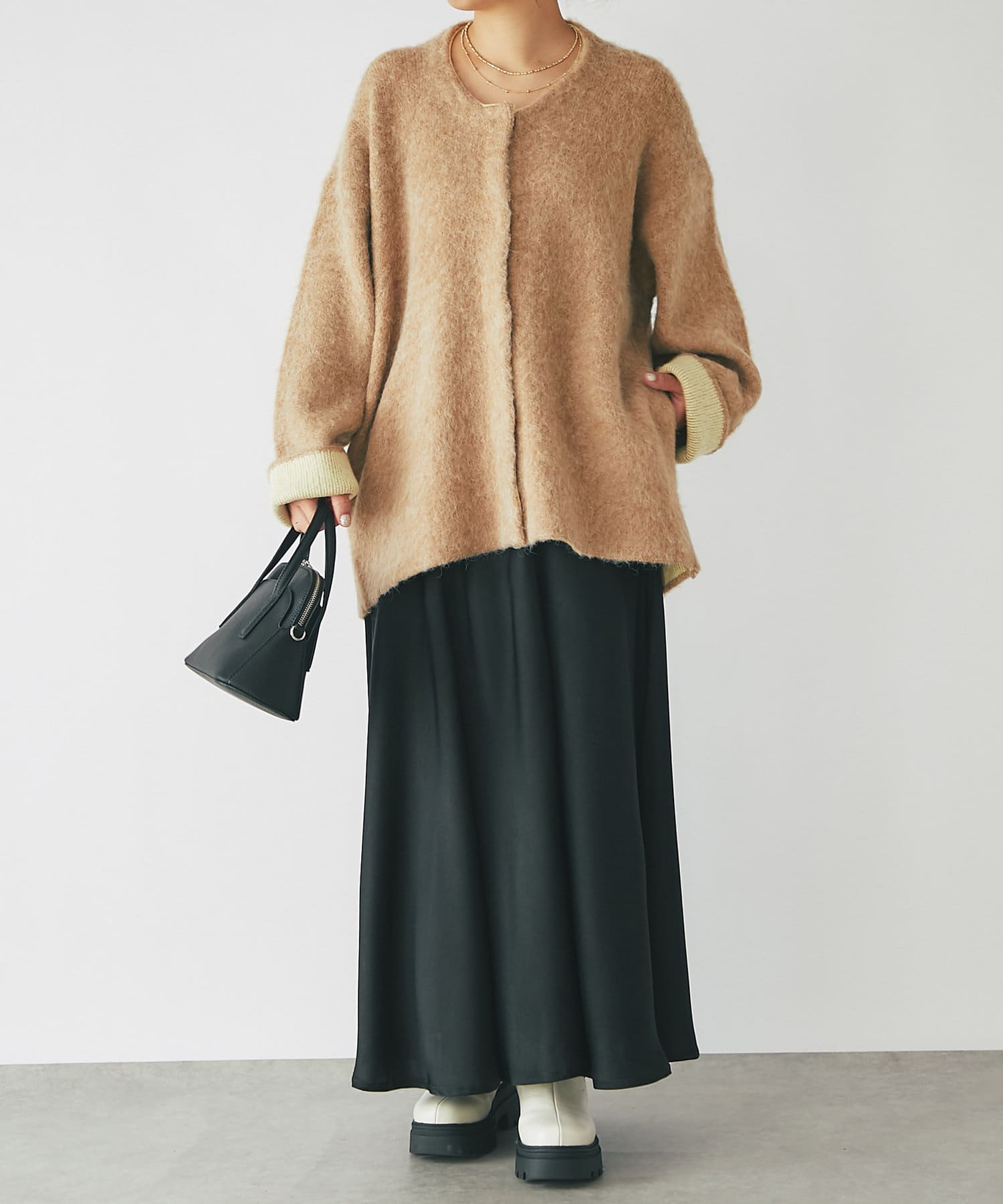 OUTLET(アウトレット) 【un dix cors】Wフェイス起毛ニットコート