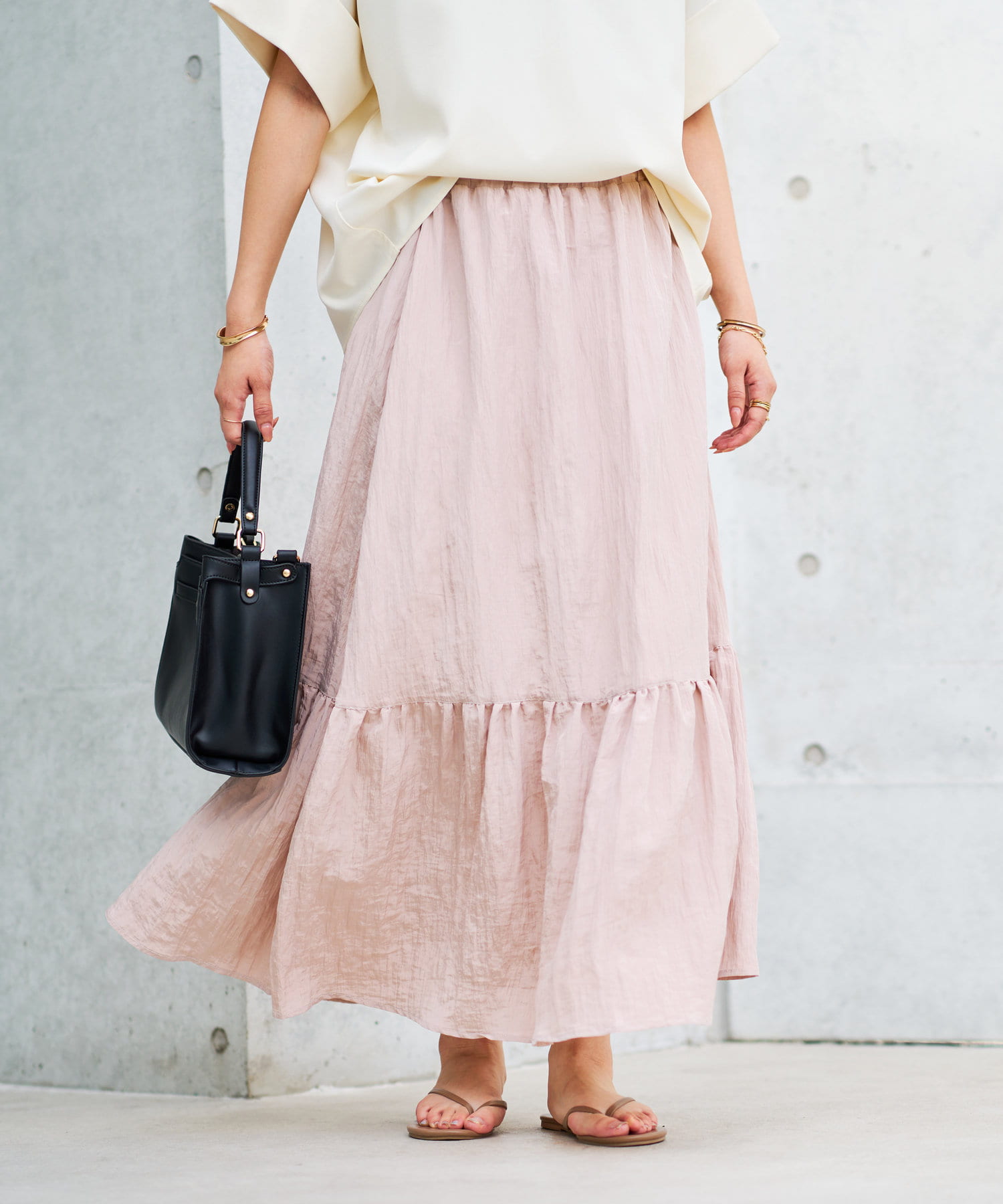 OUTLET(アウトレット) 【un dix cors】ヴィンテージシワ加工スカート