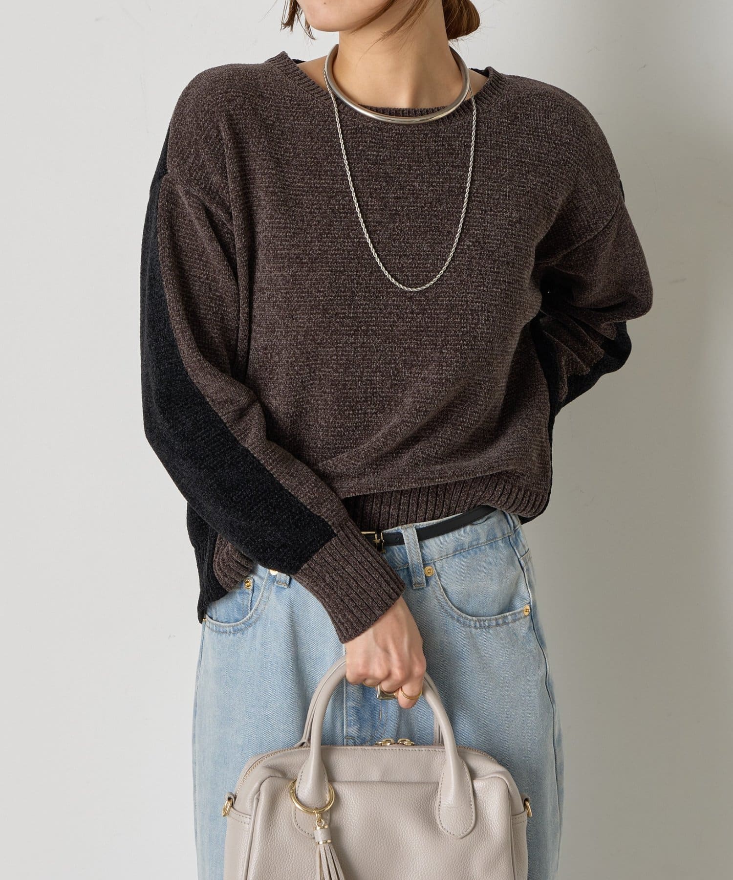 Jena　espace merveilleux(ジェナ　エスパスメルヴェイユ) モール配色クルーニット