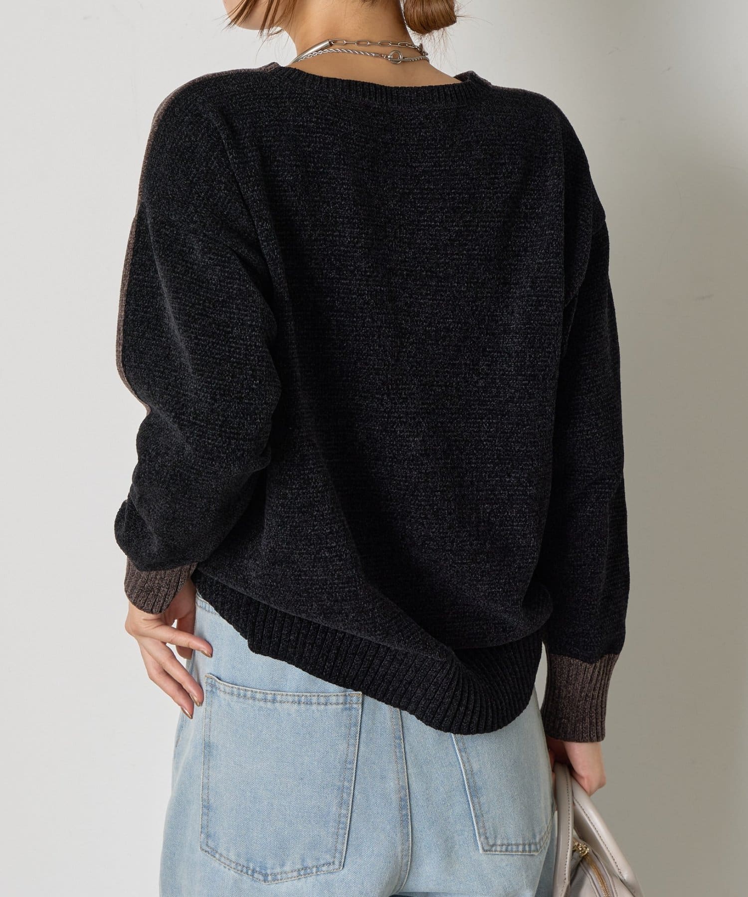 Jena　espace merveilleux(ジェナ　エスパスメルヴェイユ) モール配色クルーニット