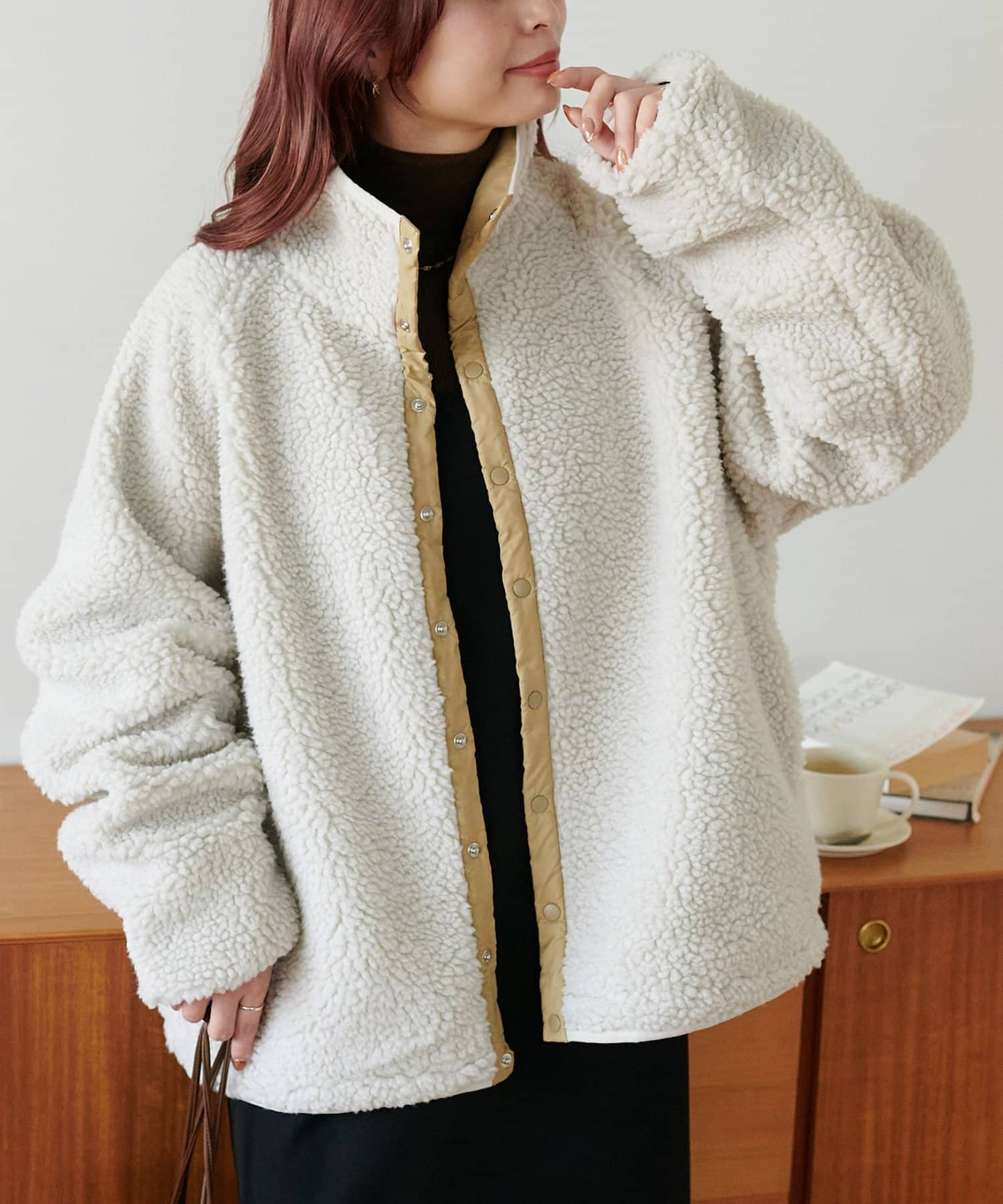 【新品◎未使用品】Discoat レザージャケット ブルゾン　アイボリー ユニセックス】ボアリバーシブルブルゾン | DISCOAT(ディス