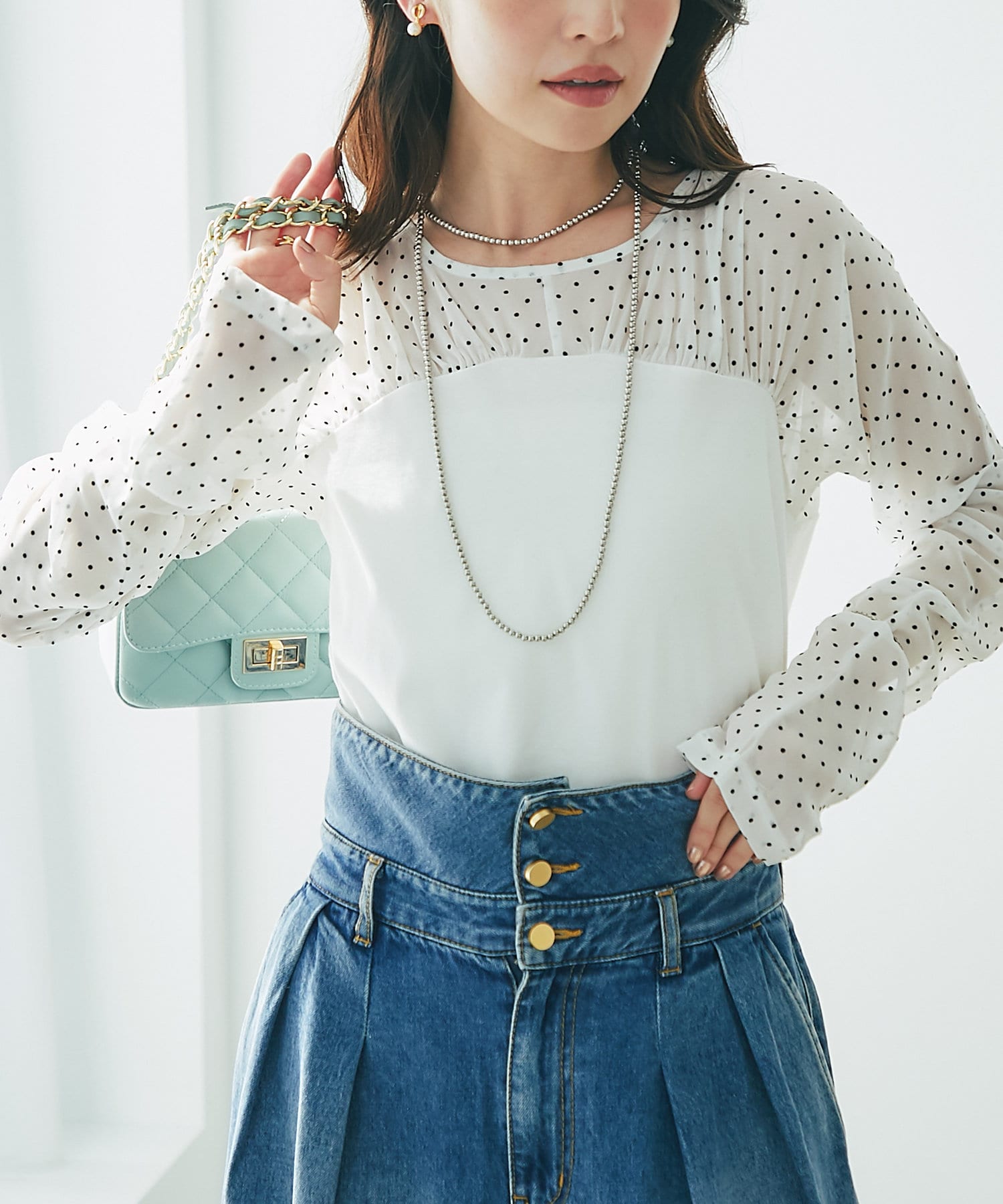 La boutique BonBon】ビスチェ風シフォンドットカットソー | OUTLET 