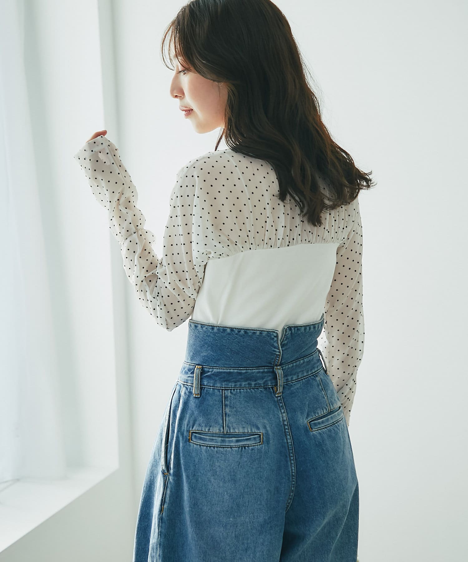 La boutique BonBon シフォンドットビスチェ風カットソー La boutique BonBon】ビスチェ風シフォンドットカットソー | OUTLET