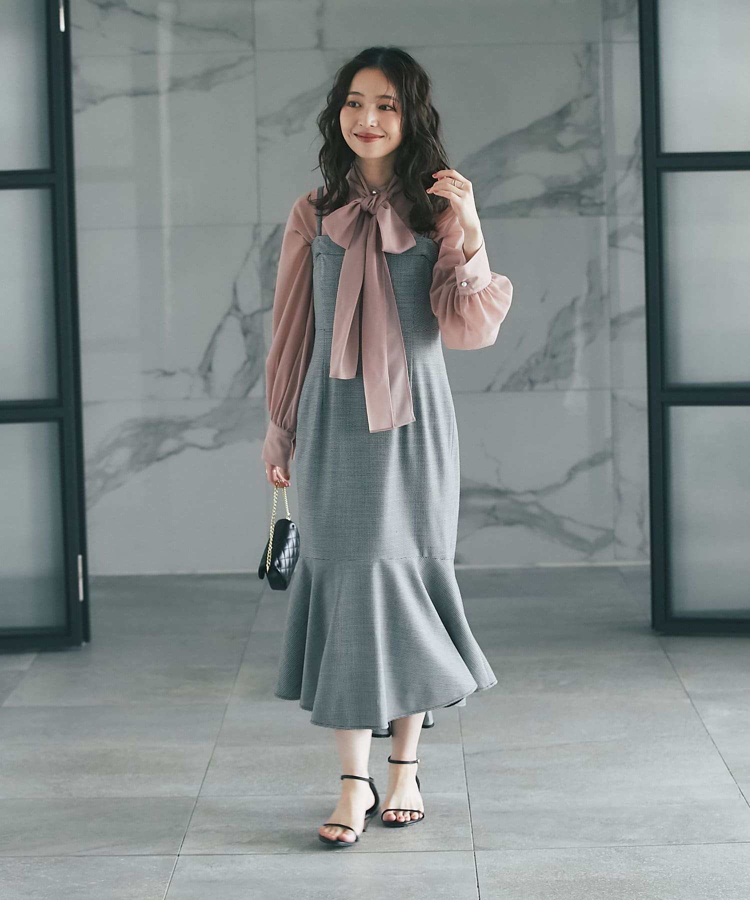 OUTLET(アウトレット) 【La boutique BonBon】チェックマーメイドキャミワンピース