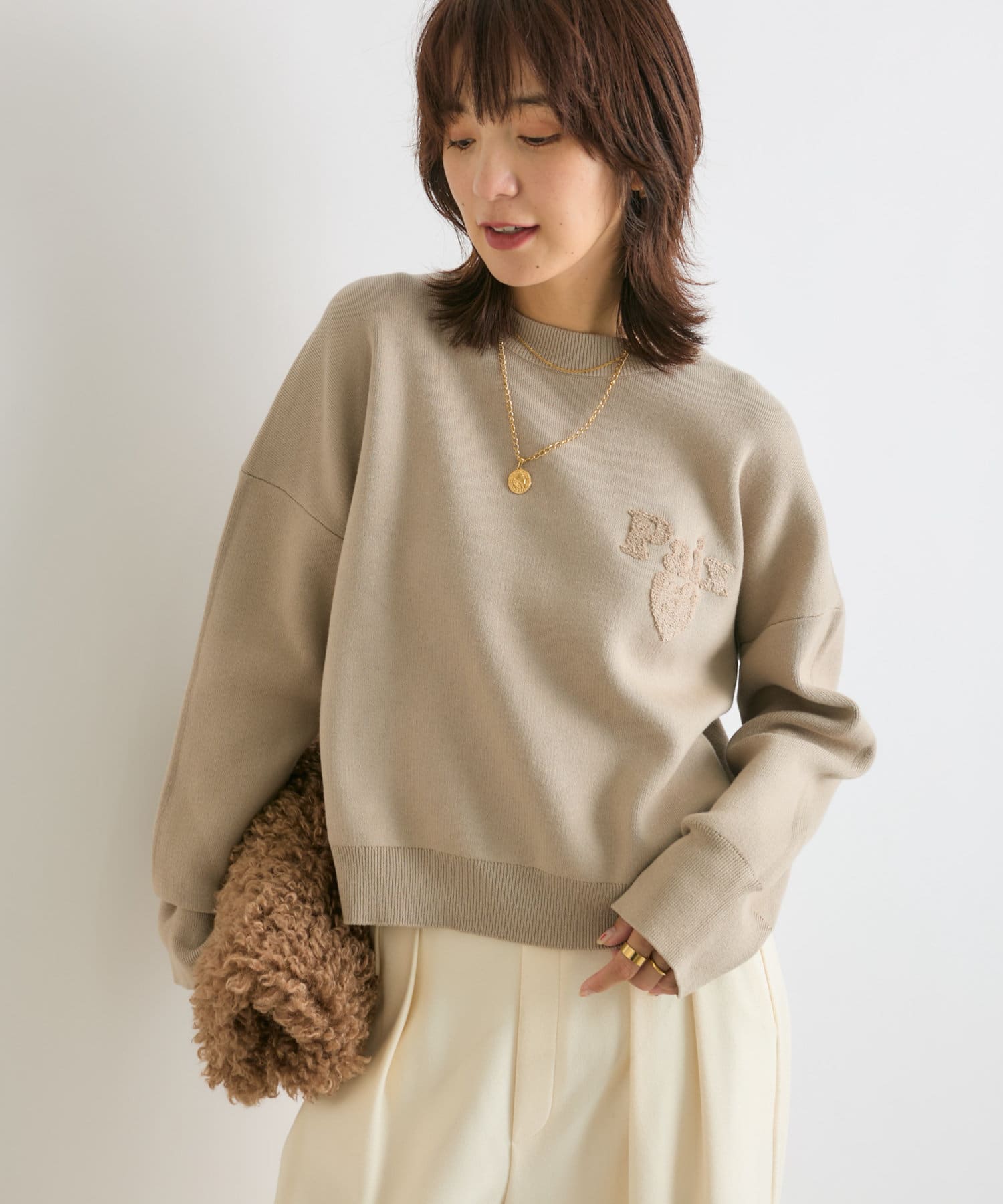OUTLET(アウトレット) 【RIVE DROITE】パイル刺繍ニット
