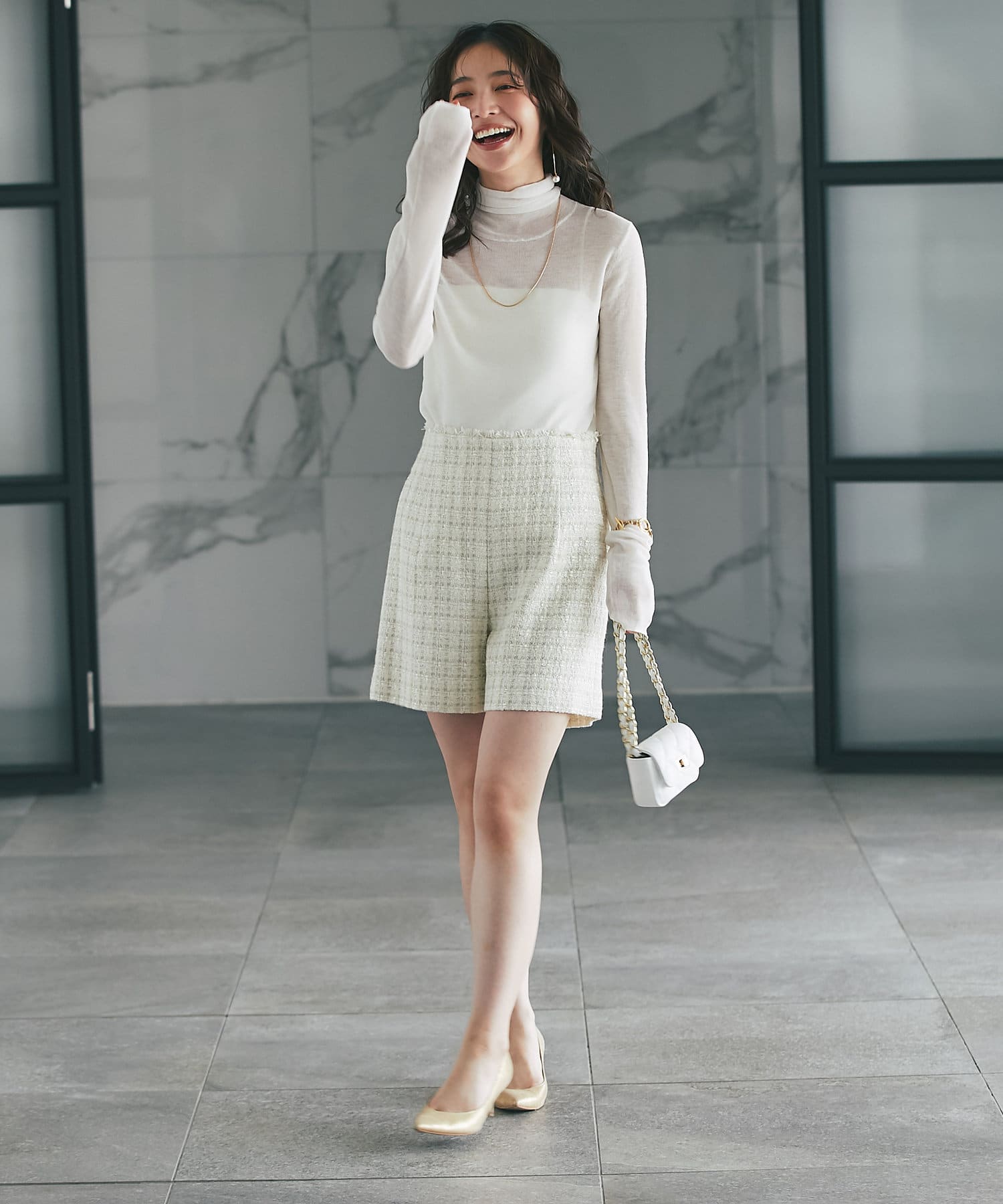 ファンシー ツイード パンツ Audrey and John Wad パンツ ファンシーツイードイージーパンツ