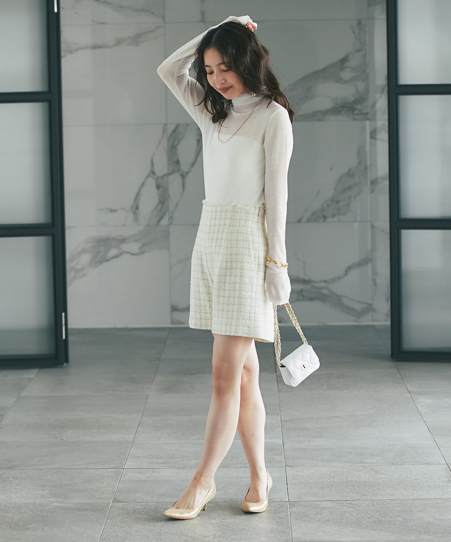 La boutique BonBon】ファンシーツイードショートパンツ