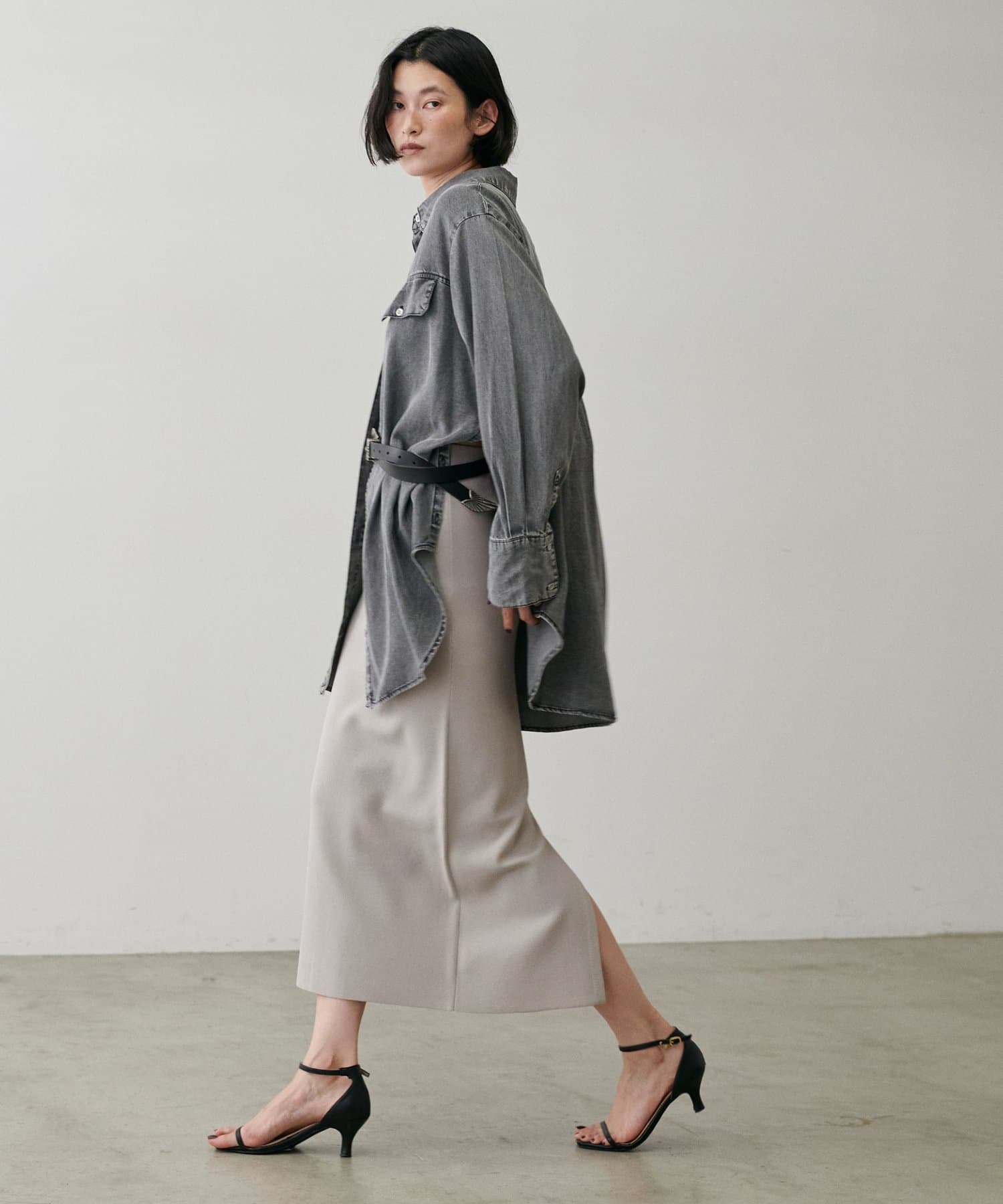 LARUTA(ラルータ) UV＆接触冷感シンプルIラインニットスカート