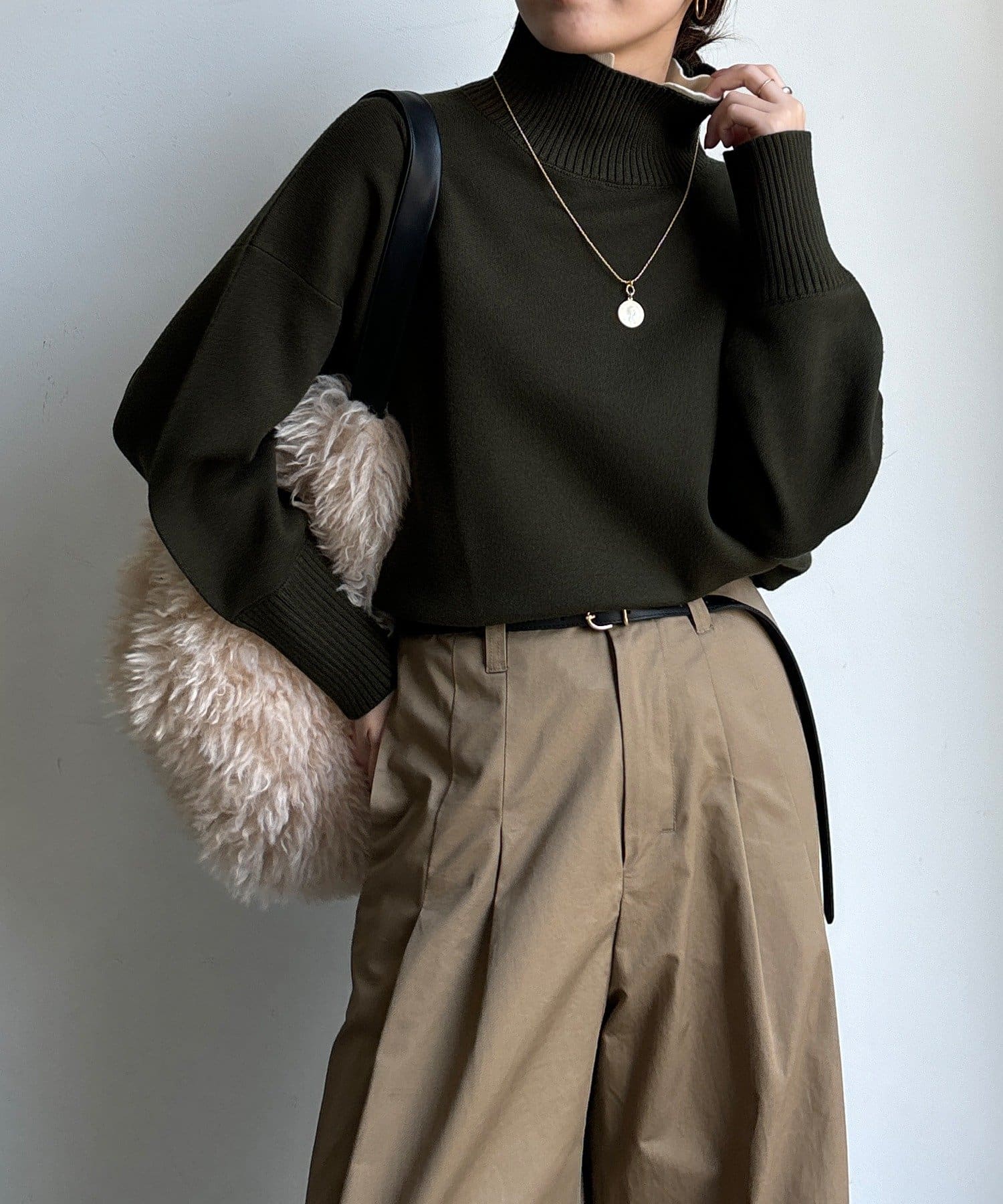 DOUDOU(ドゥドゥ) 【WEB限定】配色ダブル衿ニットトップス