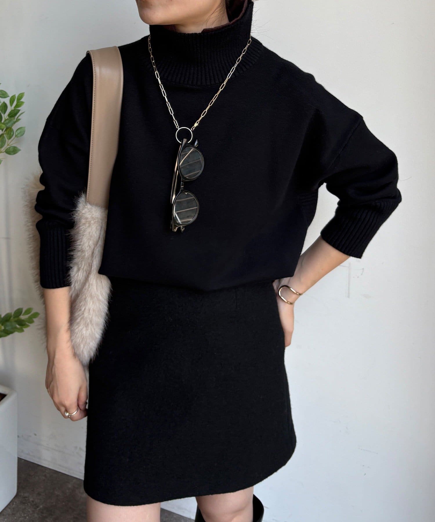 DOUDOU(ドゥドゥ) 【WEB限定】配色ダブル衿ニットトップス