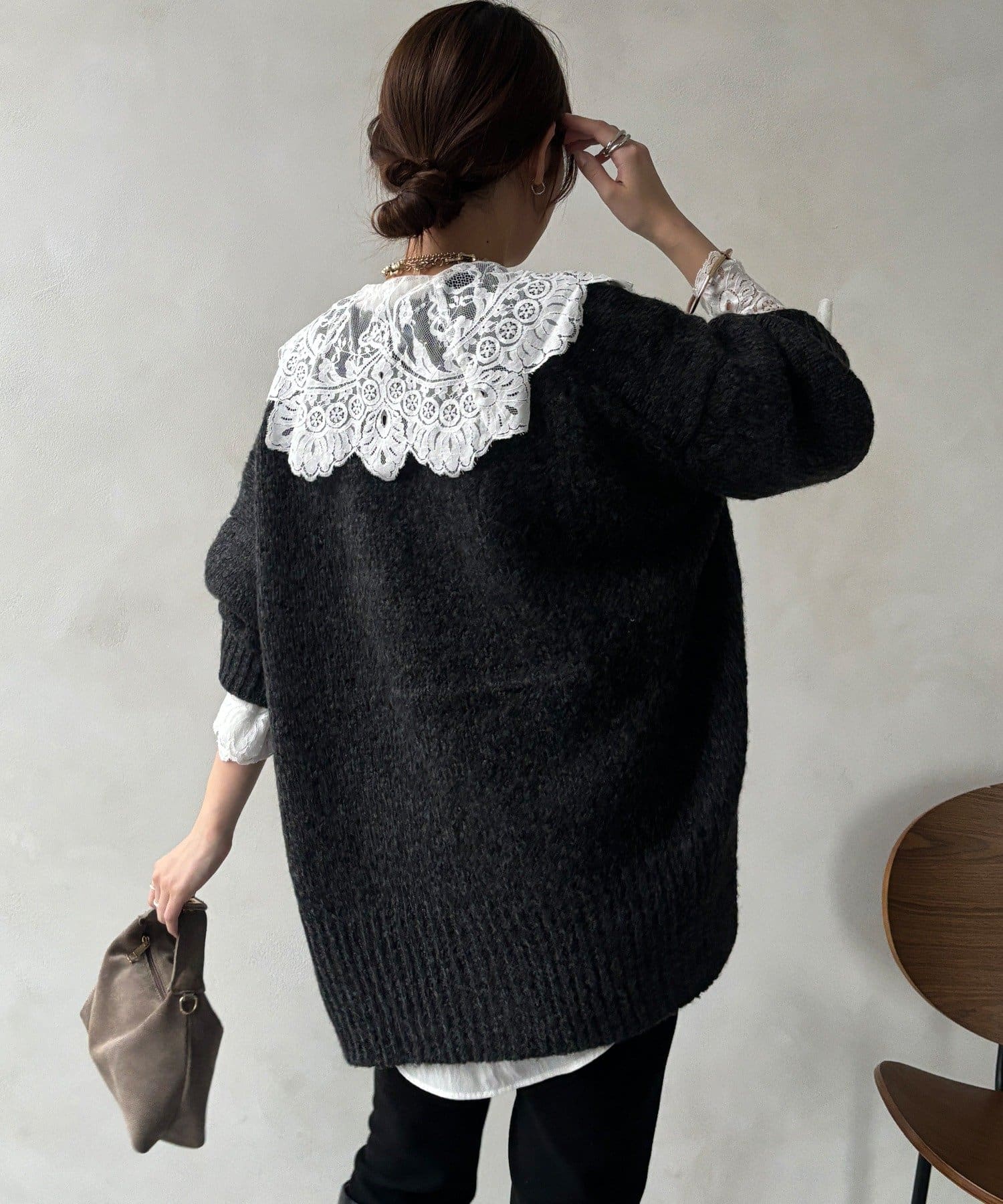 DOUDOU(ドゥドゥ) 【WEB限定】オーバーシルエットVニットカーディガン