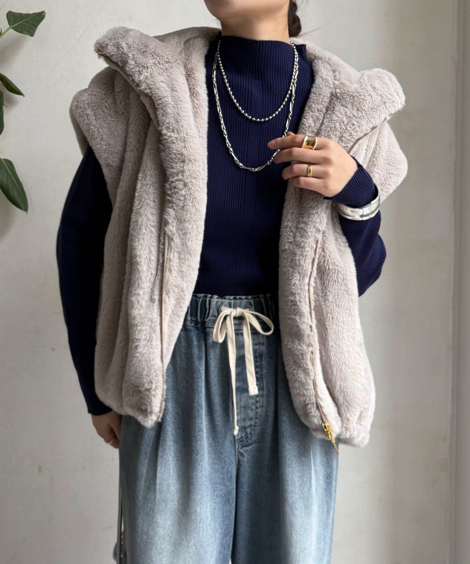 DOUDOU(ドゥドゥ) 【WEB限定】ボトルネックリブニット