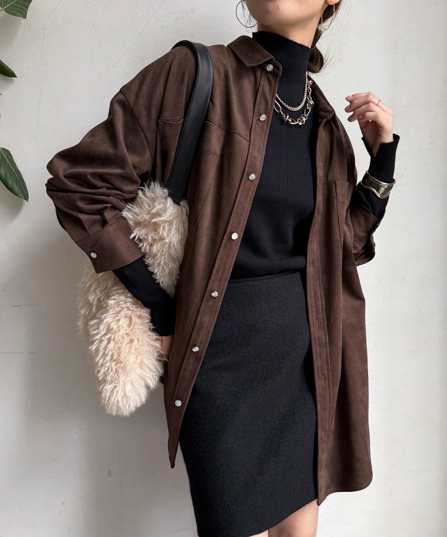 DOUDOU(ドゥドゥ) 【WEB限定】ボトルネックリブニット