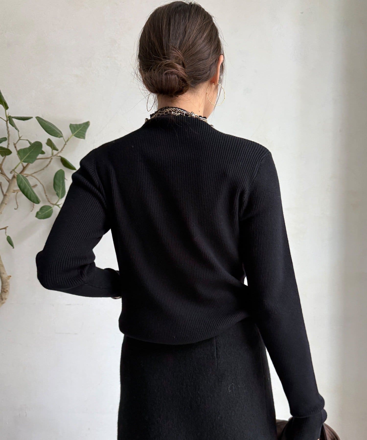 DOUDOU(ドゥドゥ) 【WEB限定】ボトルネックリブニット