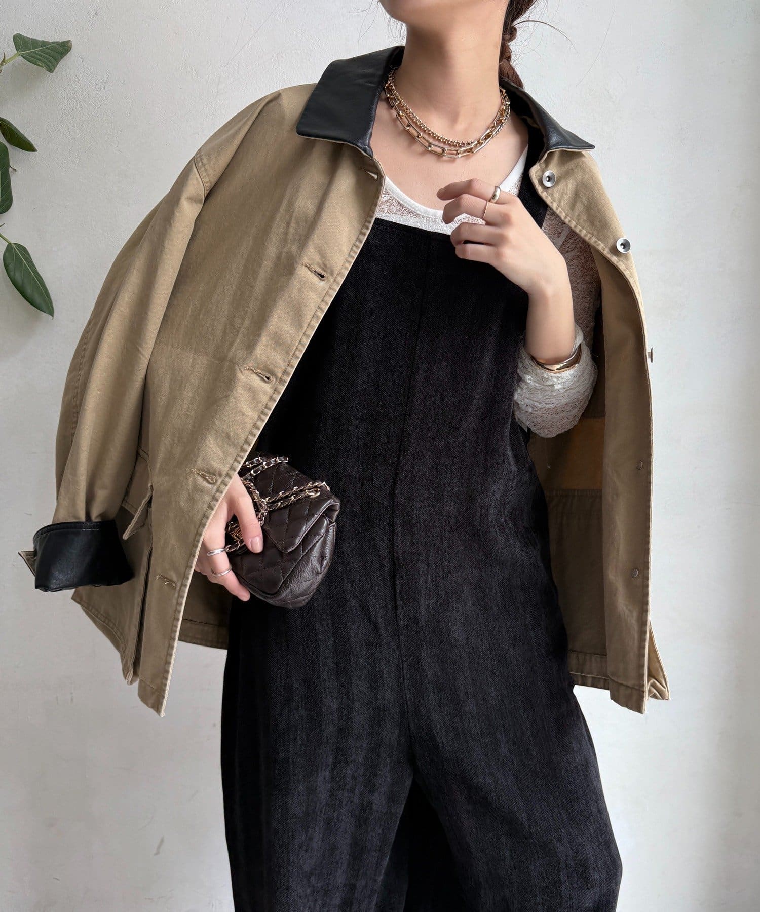 DOUDOU(ドゥドゥ) 【WEB限定】前後2WAYヘリンボーンサロペット