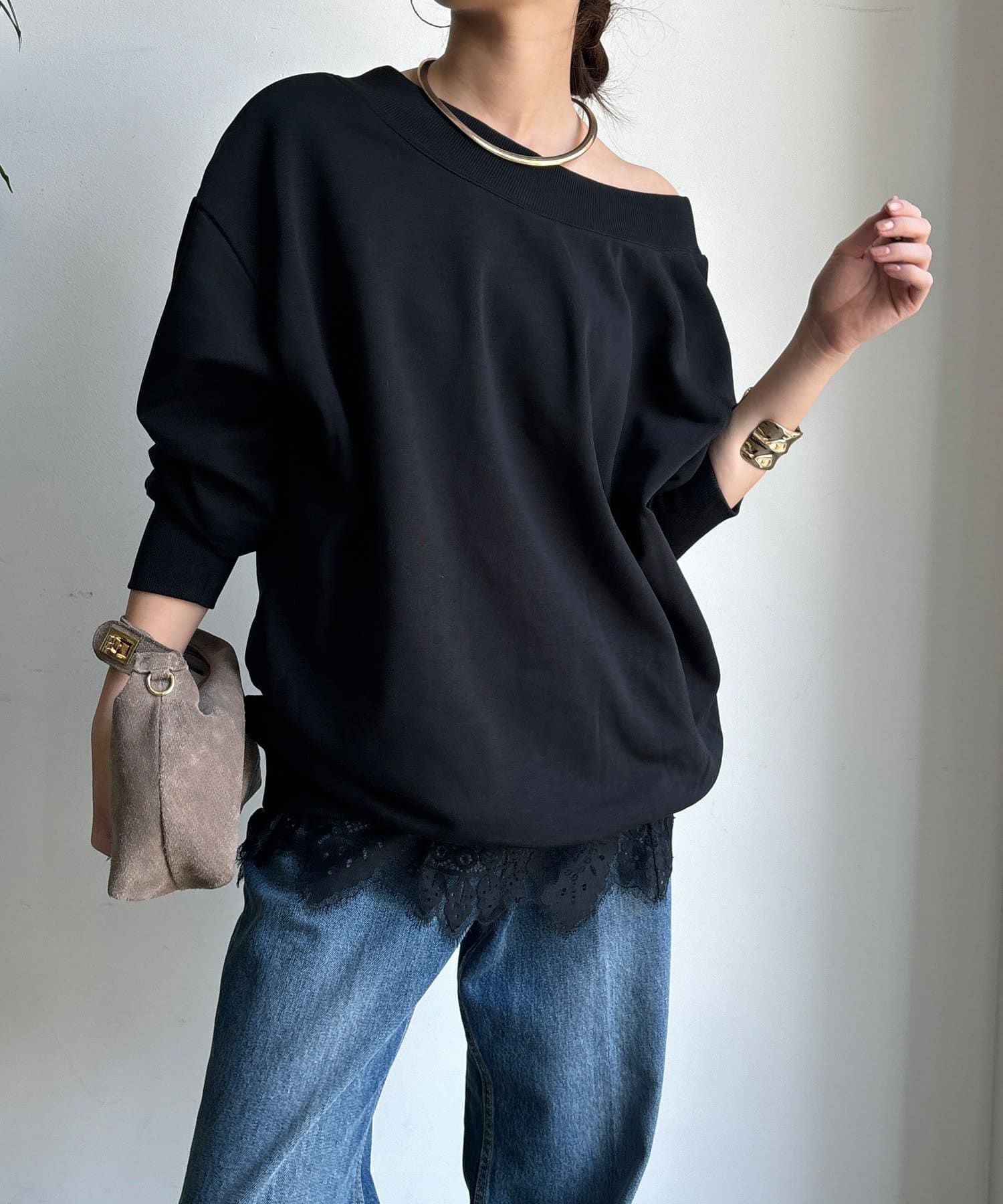 DOUDOU(ドゥドゥ) 【WEB限定】 前後2WAYレースアッププルオーバー