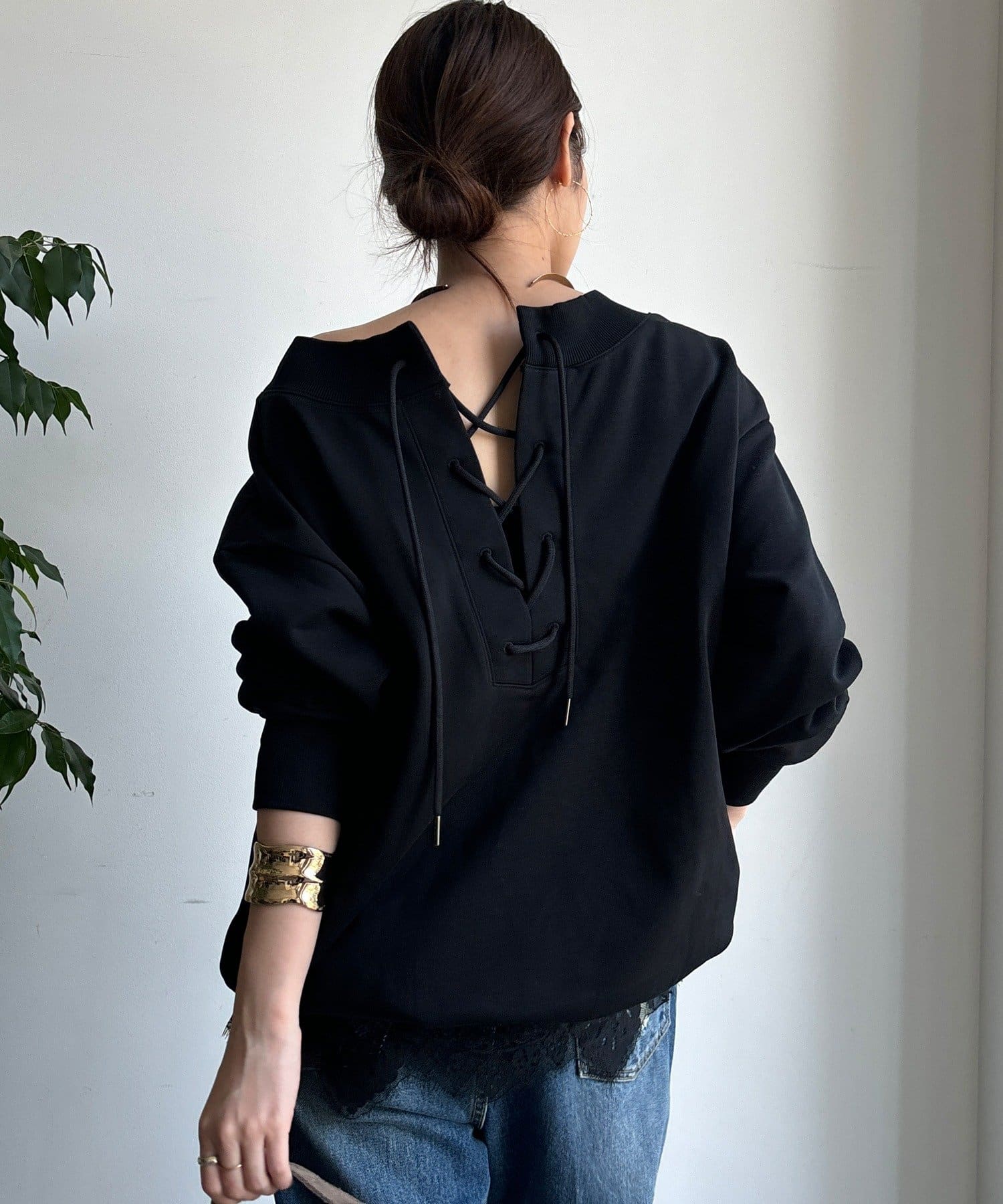 DOUDOU(ドゥドゥ) 【WEB限定】 前後2WAYレースアッププルオーバー