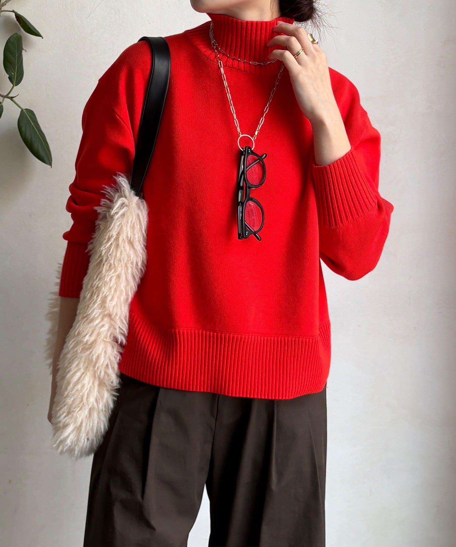 DOUDOU(ドゥドゥ) 【WEB限定】サイドスリットタートルプルーバー