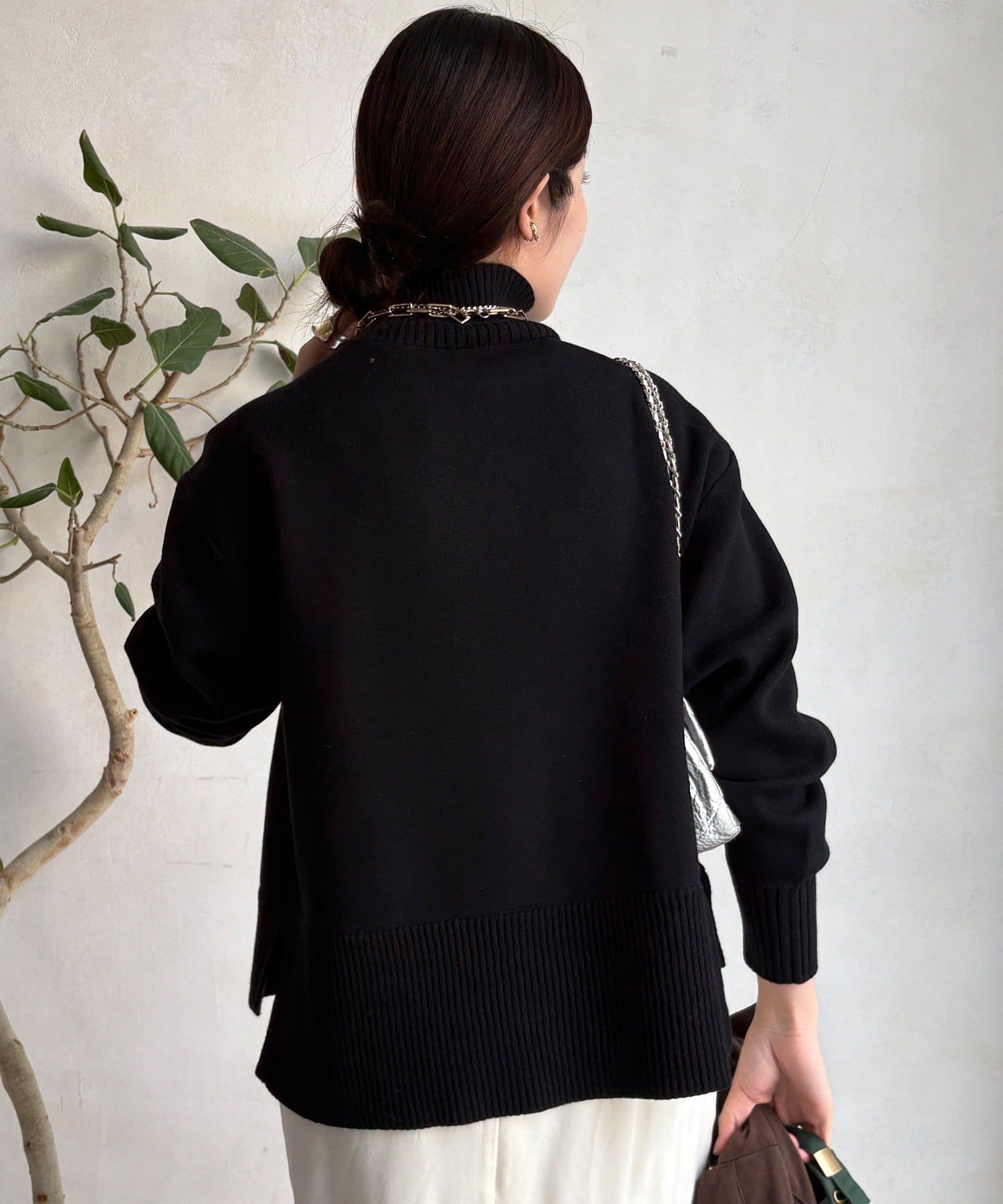 DOUDOU(ドゥドゥ) 【WEB限定】サイドスリットタートルプルーバー