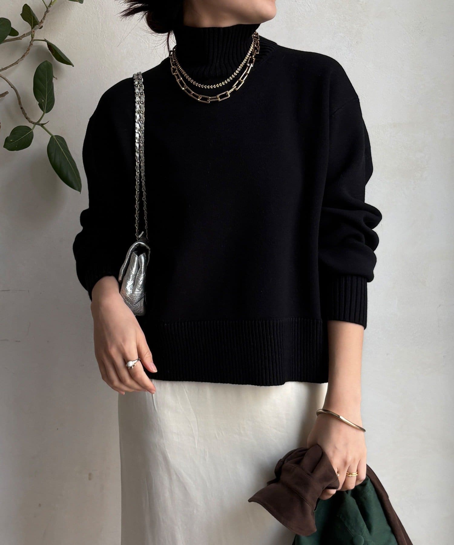 DOUDOU(ドゥドゥ) 【WEB限定】サイドスリットタートルプルーバー