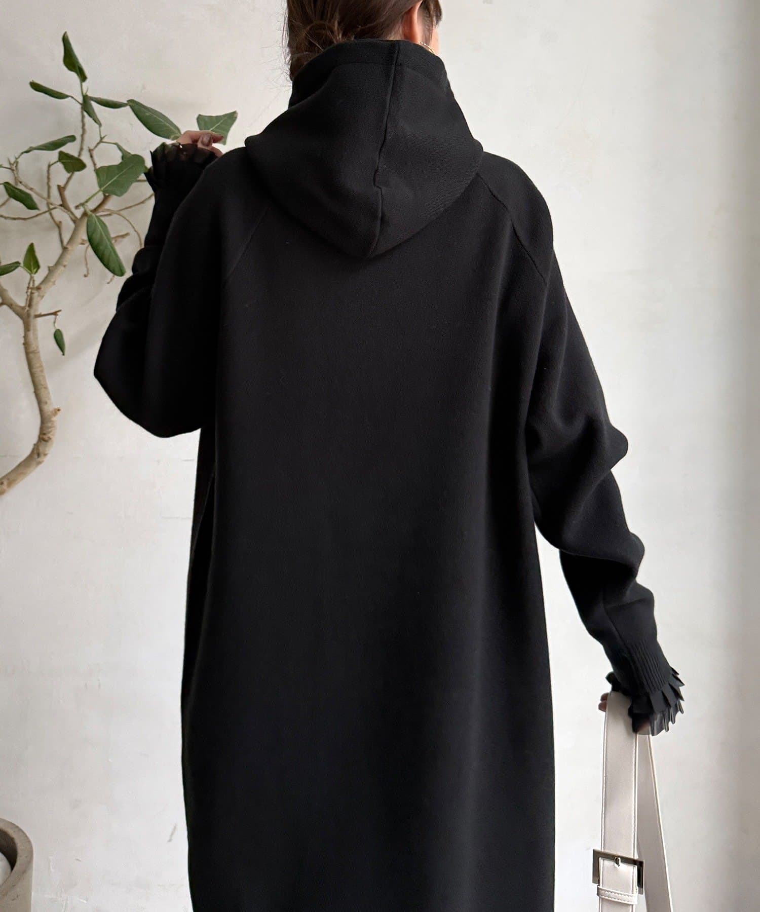 DOUDOU(ドゥドゥ) 【WEB限定】フーディーニットワンピース