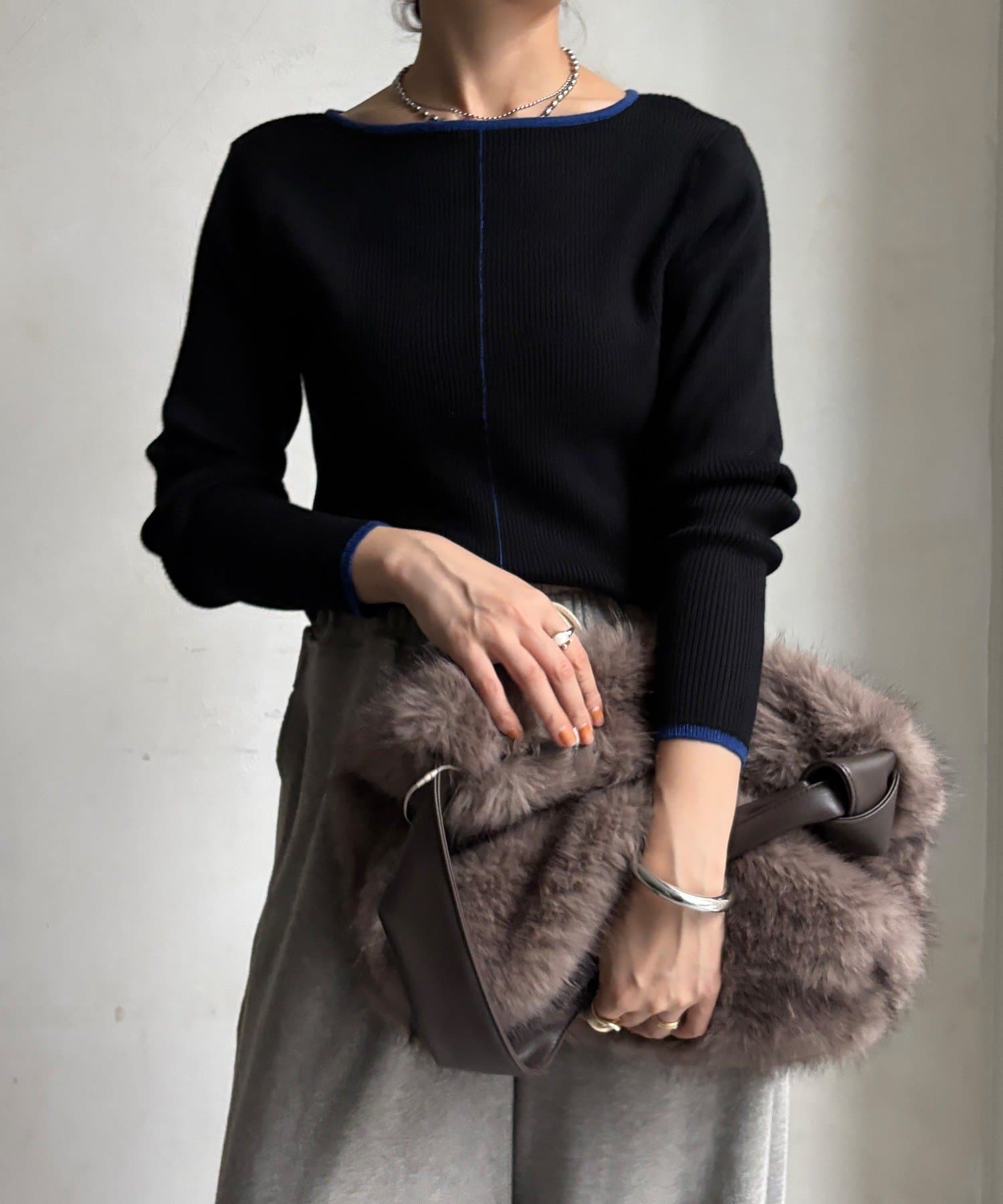 DOUDOU(ドゥドゥ) 【WEB限定】前後2WAY配色リブニット