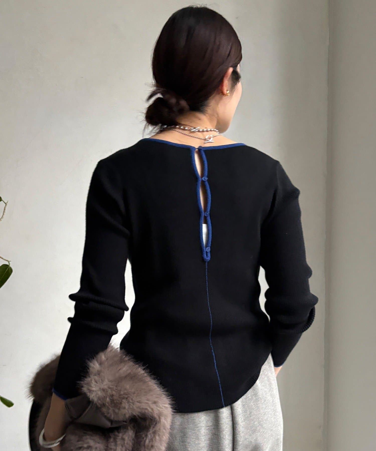 DOUDOU(ドゥドゥ) 【WEB限定】前後2WAY配色リブニット