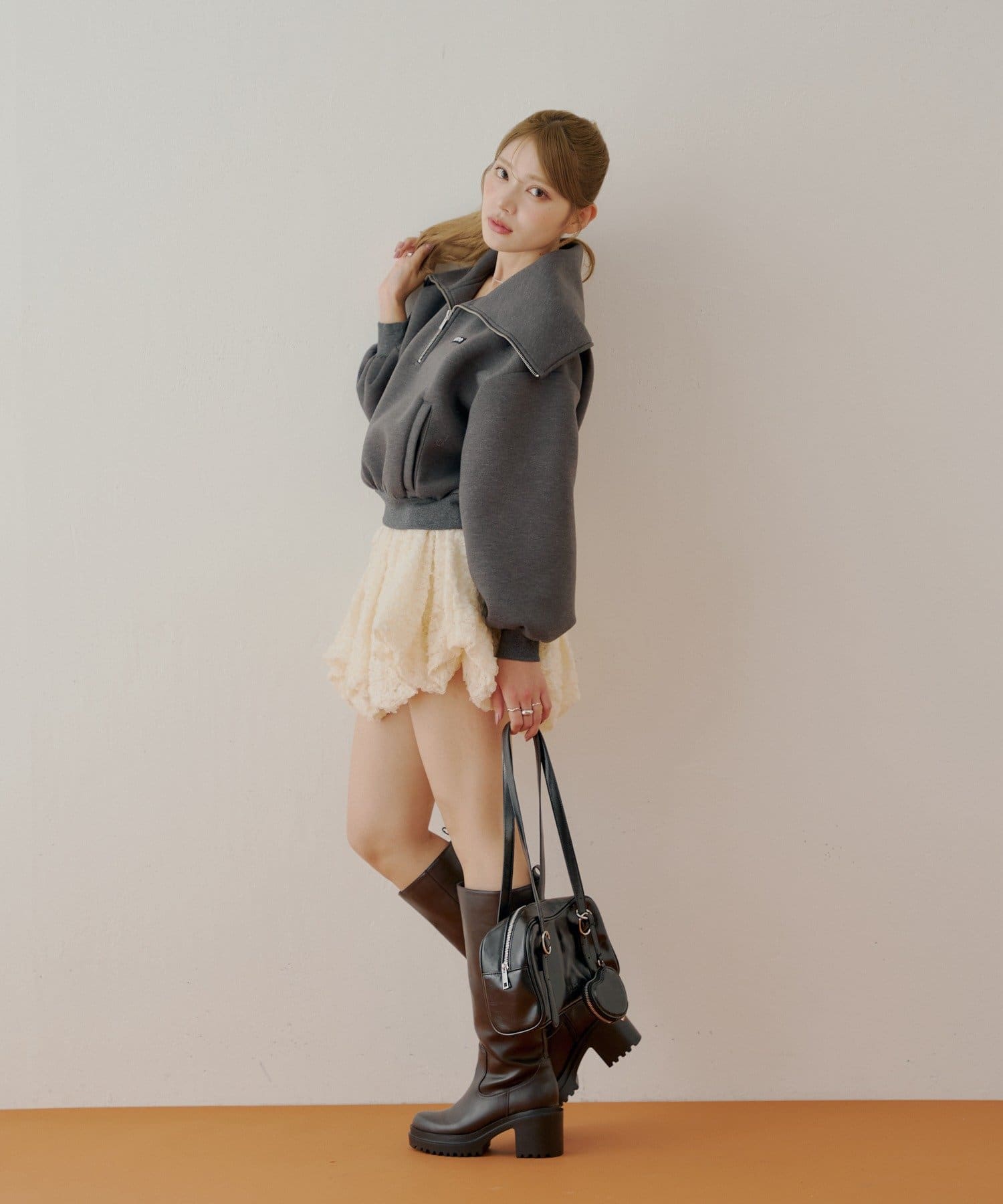 Chico(チコ) ハーフジップルーズスウェット