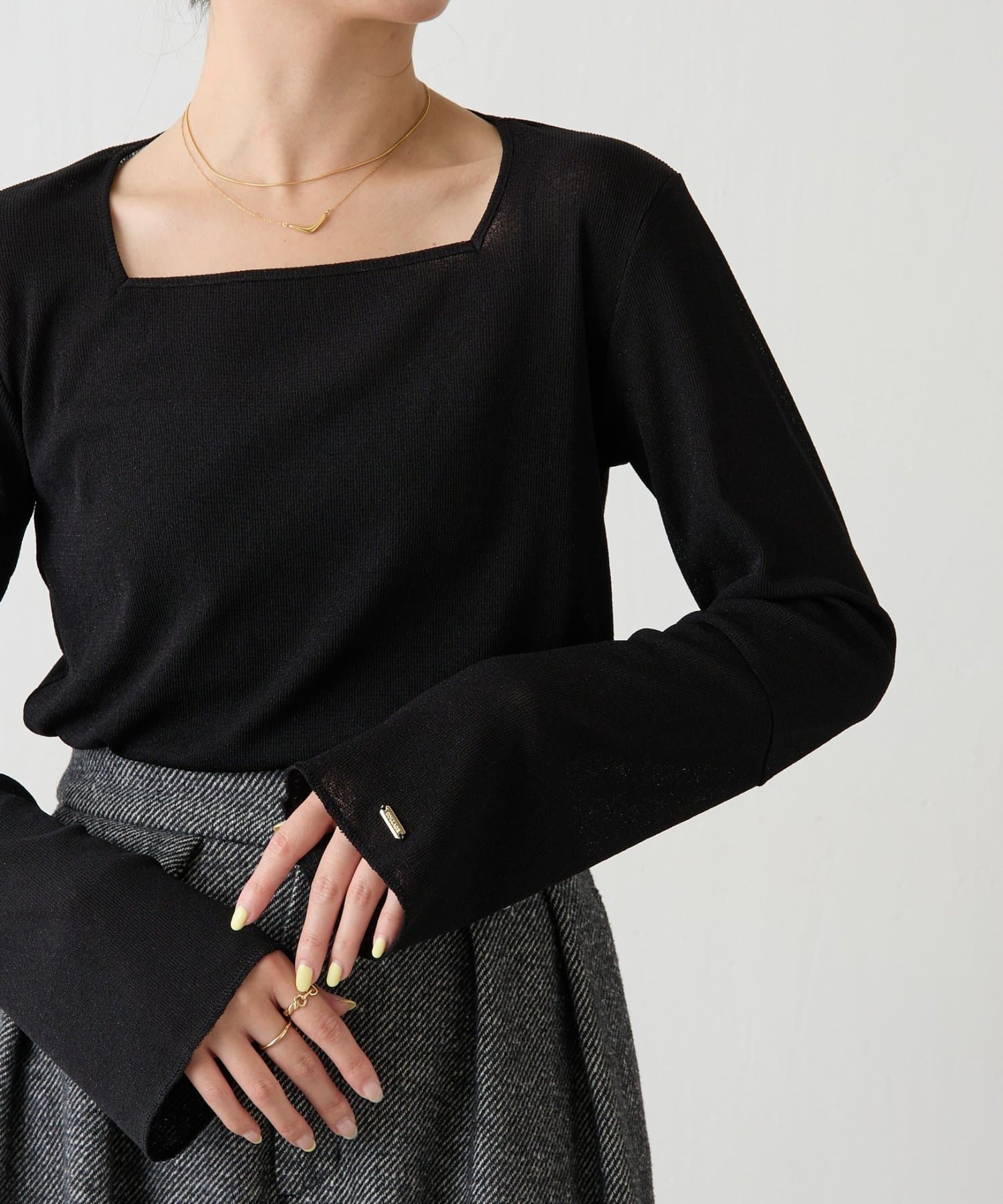 COLLAGE GALLARDAGALANTE(コラージュ ガリャルダガランテ) 【人気につき再登場】【お気に入り登録１.2万超え】シアーラメリブスクエアカットソー