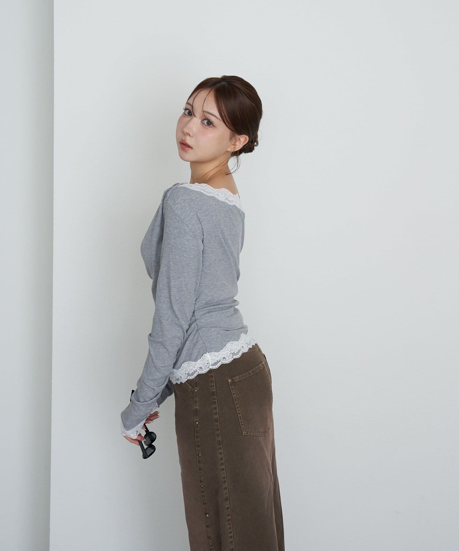 RAY CASSIN(レイカズン) ワンショルレースロンTシャツ