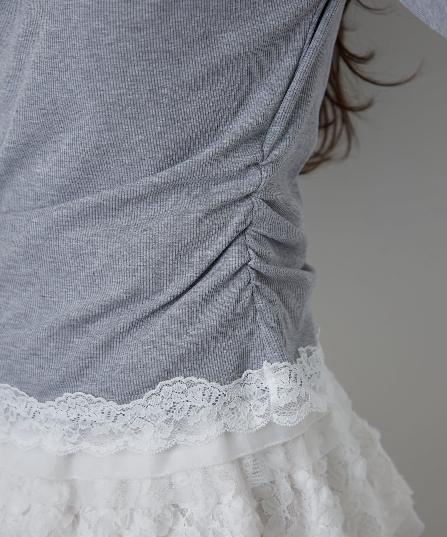 RAY CASSIN(レイカズン) ワンショルレースロンTシャツ