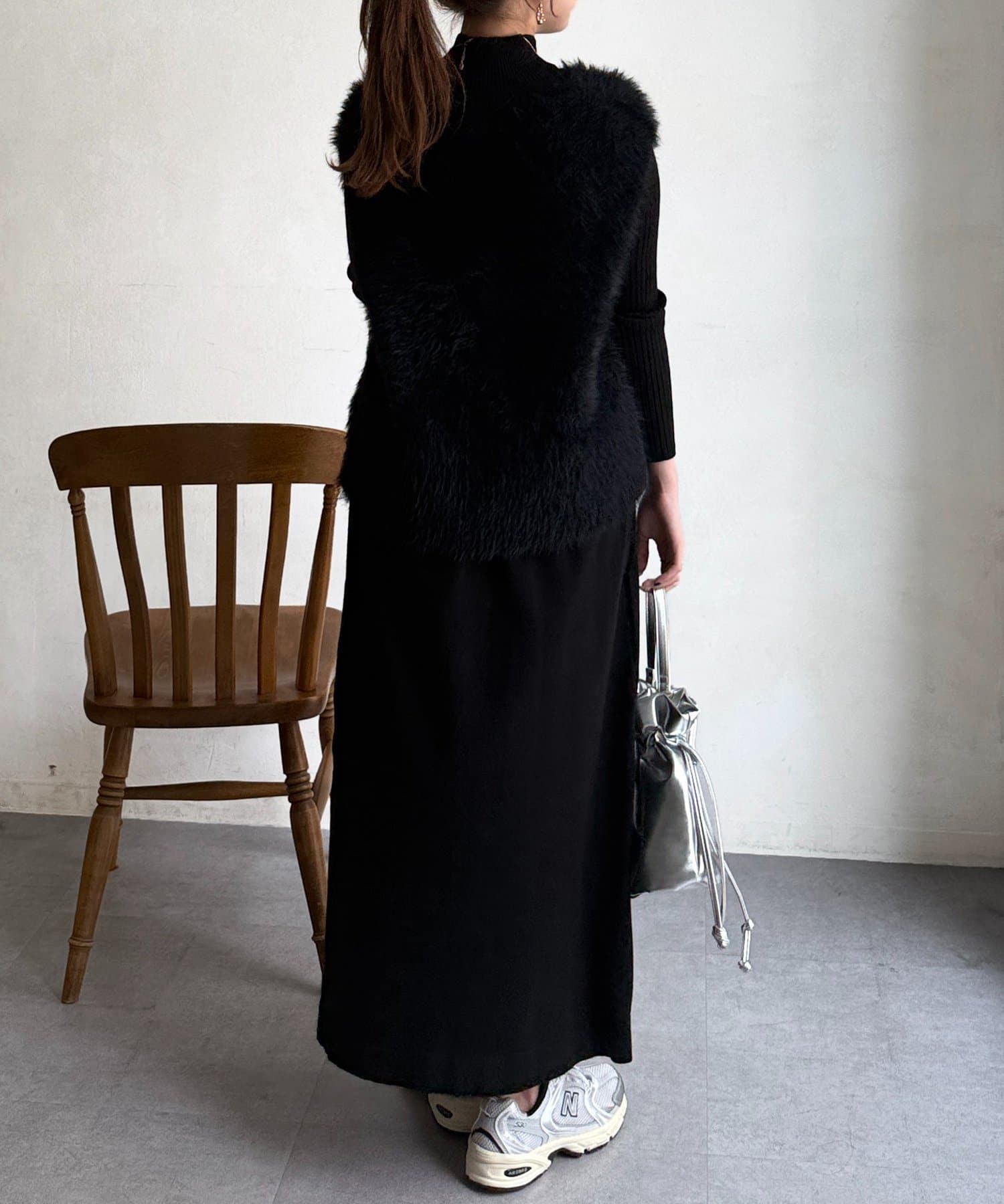 Chez toi(シェトワ) シャギーベスト×ニットワンピース