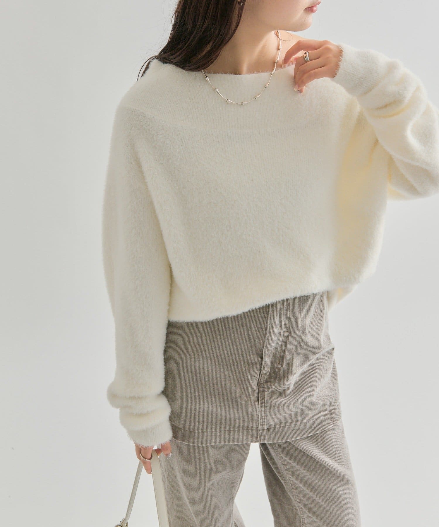 mystic モヘアライクワイドネックニット セール】モヘアライクワイドネックニット（ニット/セーター