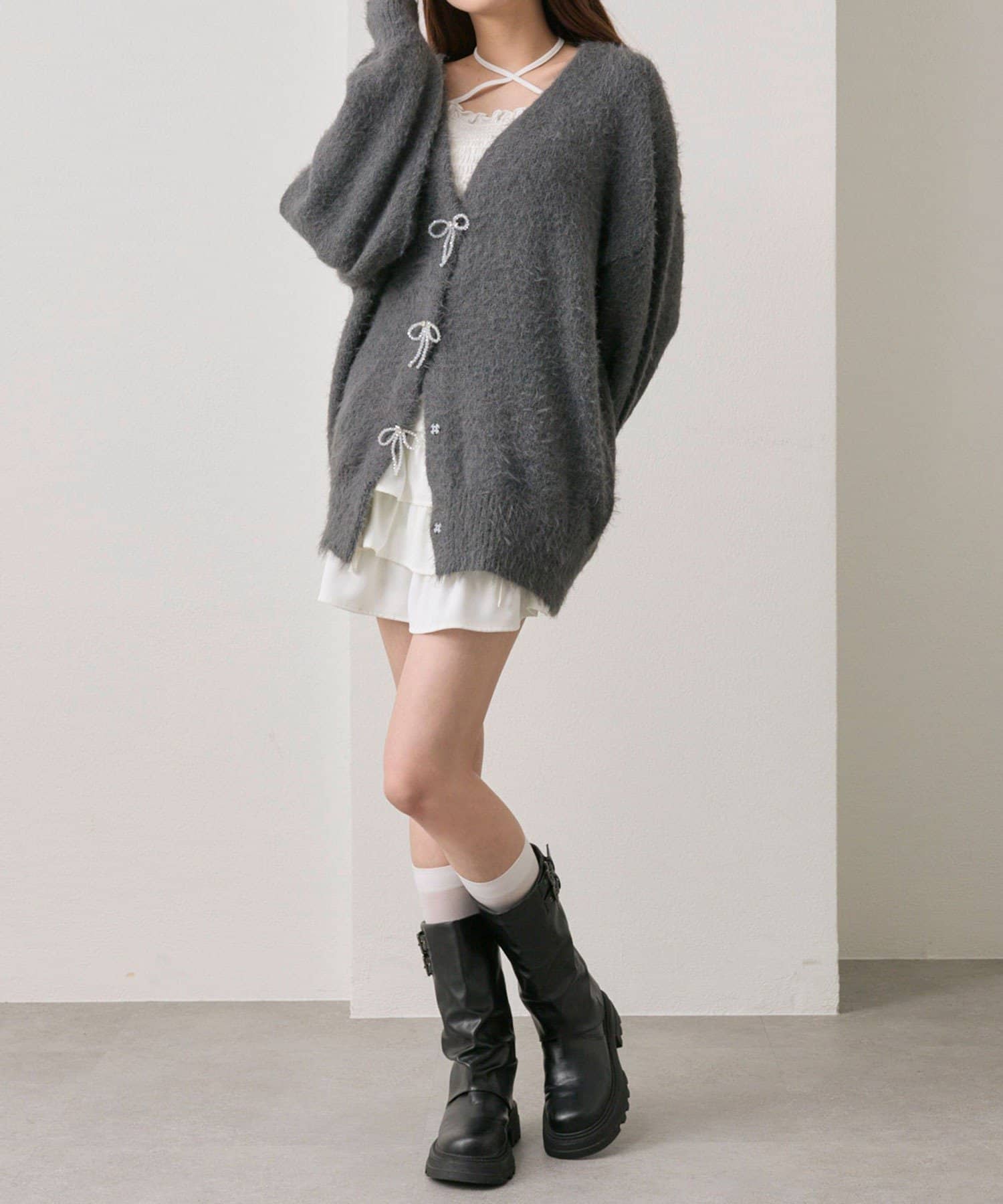 OLIVE des OLIVE(オリーブ デ オリーブ) melty ribbon long knit