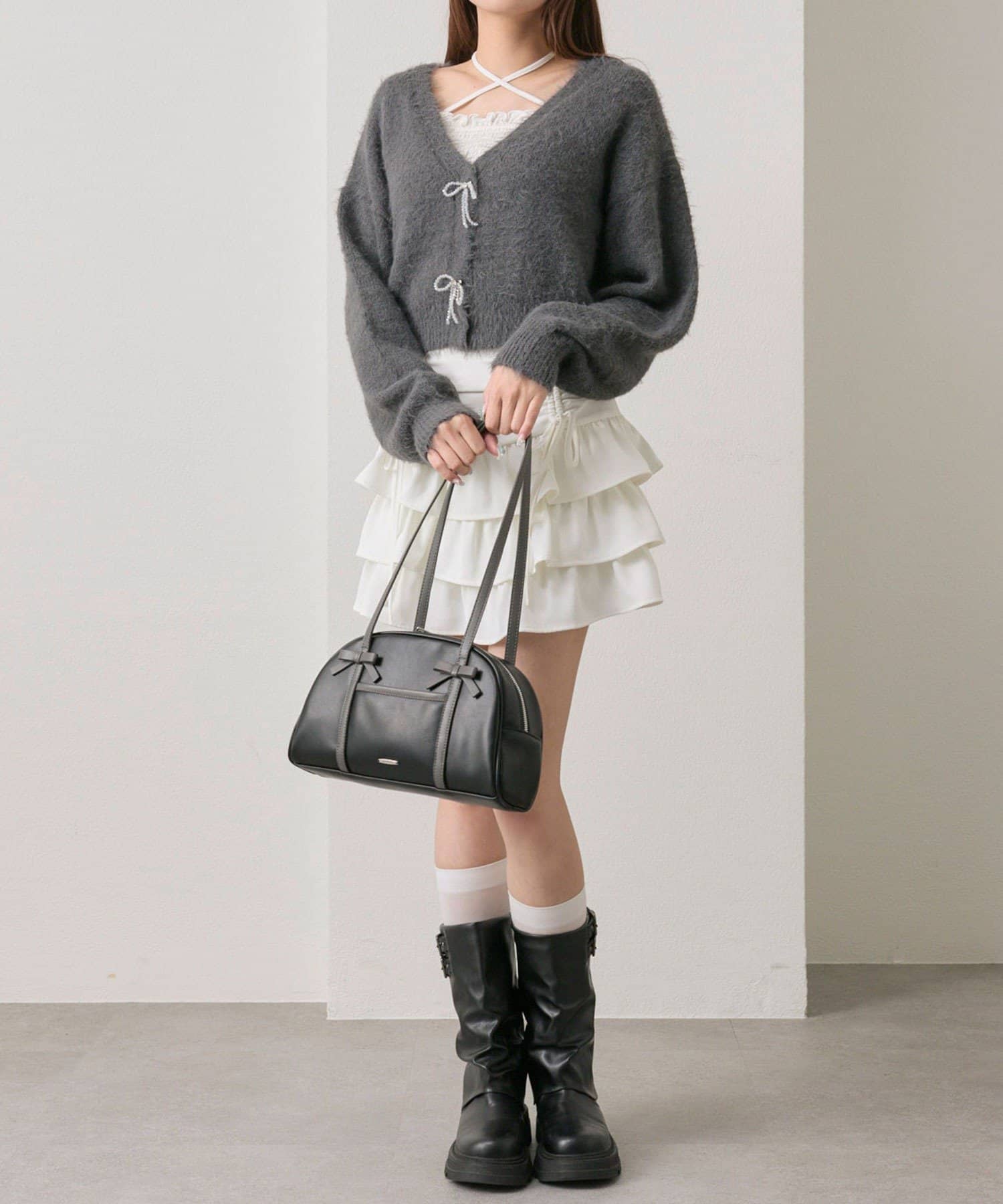 OLIVE des OLIVE(オリーブ デ オリーブ) melty ribbon short knit