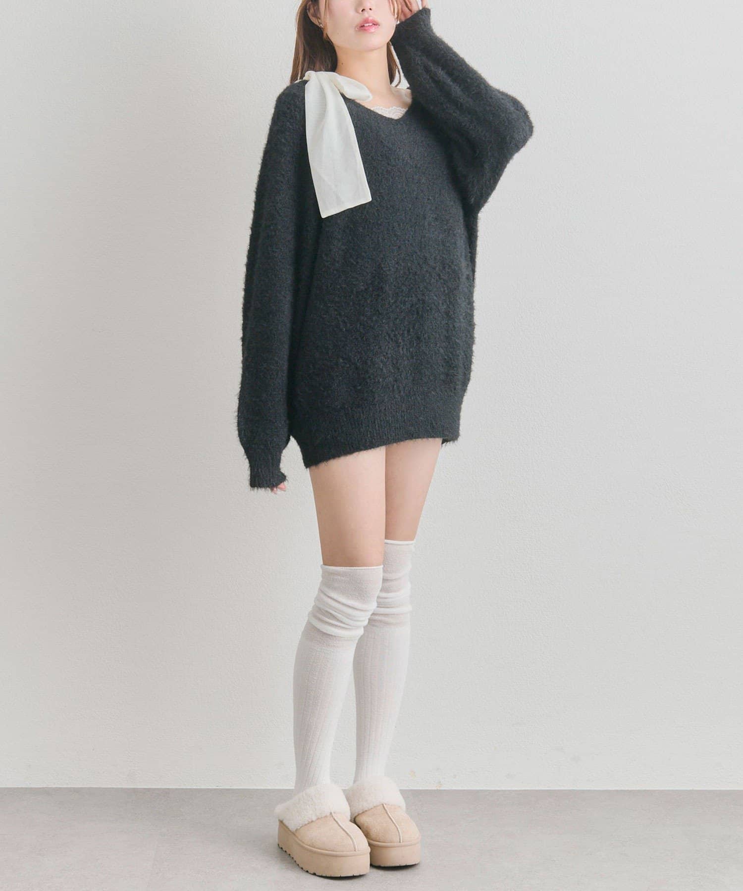 OLIVE des OLIVE(オリーブ デ オリーブ) 【7wayで着れる】melty ribbon knit onepiece