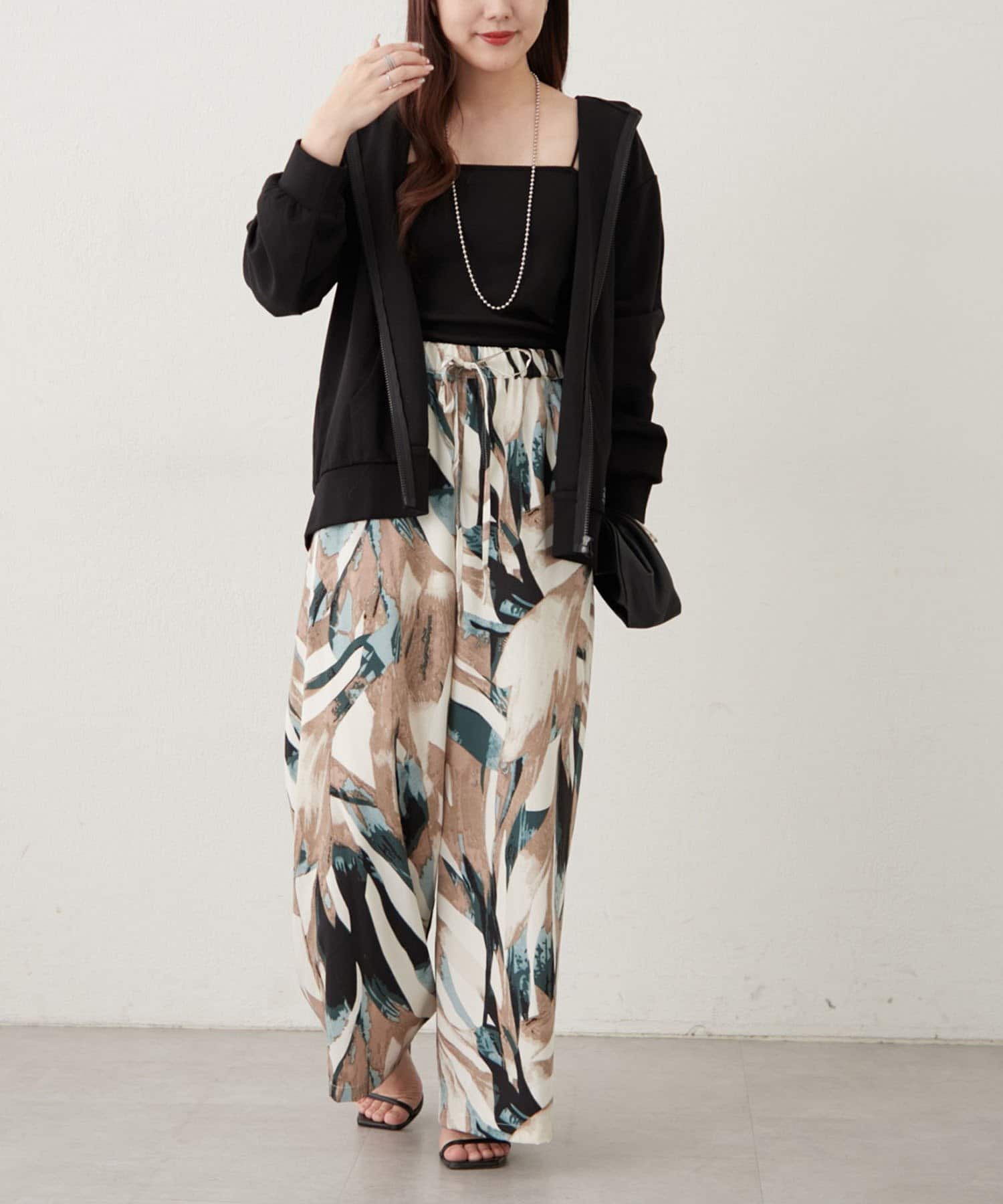 NICE CLAUP / OLIVE des OLIVE OUTLET(ナイスクラップ  / オリーブ デ オリーブ アウトレット) 【RMAF】多色プリントイージーパンツ