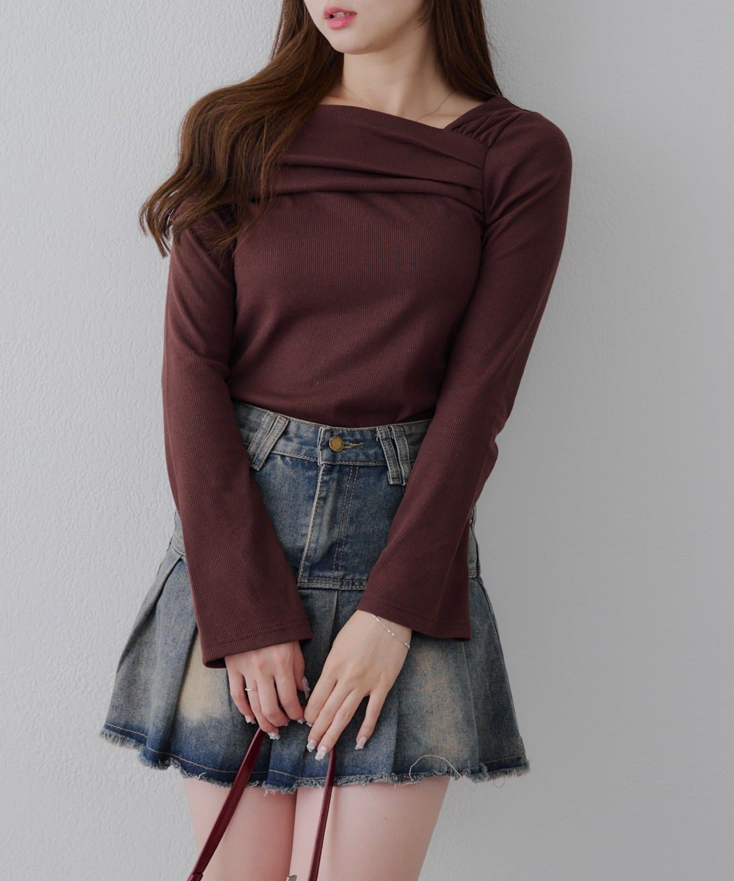 NICE CLAUP / OLIVE des OLIVE OUTLET(ナイスクラップ  / オリーブ デ オリーブ アウトレット) 【RMAF】オフショルドレーププルオーバー